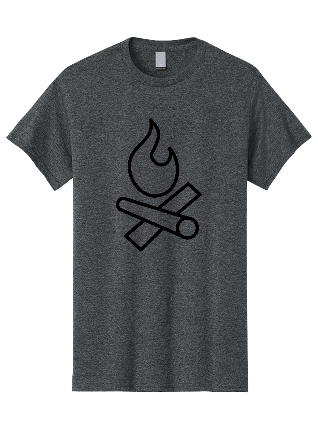 Campfire-3 Men'S Graphic Tee, 100% Cotton, Comfortable Casual Summer Wear, Machine Washable, Camping Symbol, Campfire Icon, Fire Pit, Outdoor Adventure, Wilderness Survival, Crossing Logs, Flame Graphic, Simple Illustration -  Aaa163