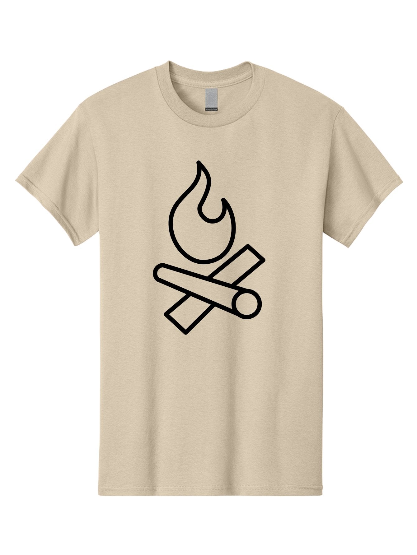 Campfire-3 Men'S Graphic Tee, 100% Cotton, Comfortable Casual Summer Wear, Machine Washable, Camping Symbol, Campfire Icon, Fire Pit, Outdoor Adventure, Wilderness Survival, Crossing Logs, Flame Graphic, Simple Illustration -  Aaa163 15