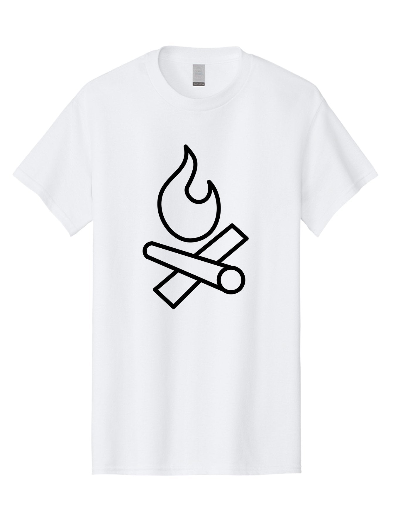 Campfire-3 Men'S Graphic Tee, 100% Cotton, Comfortable Casual Summer Wear, Machine Washable, Camping Symbol, Campfire Icon, Fire Pit, Outdoor Adventure, Wilderness Survival, Crossing Logs, Flame Graphic, Simple Illustration -  Aaa163 9