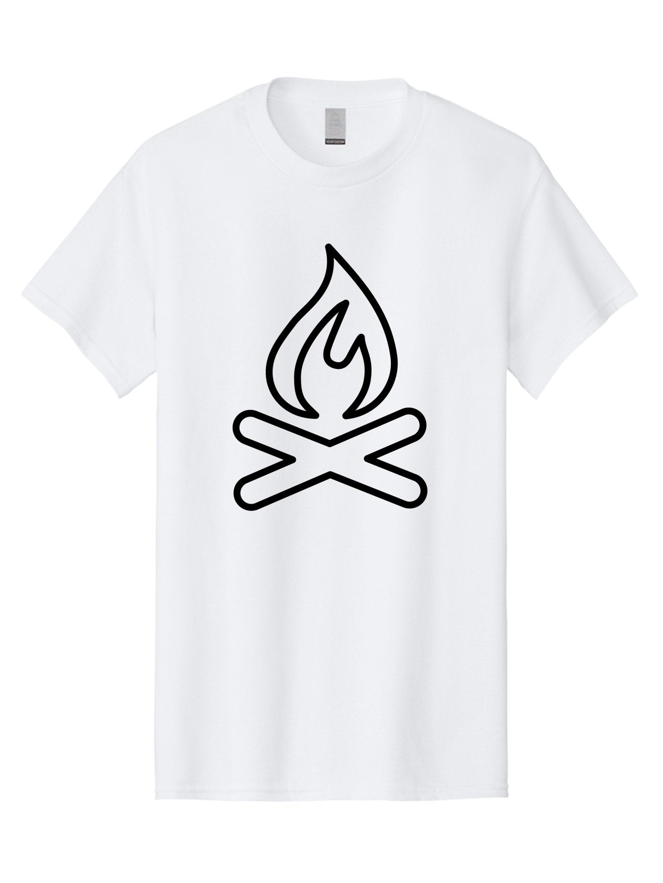 Campfire Men'S Graphic Tee, 100% Cotton, Comfortable Casual Summer Wear, Machine Washable, Campfire Icon, Campfire, Black Outline, Flames, Campfire Graphics, Simple Illustration, Minimalist Design, Outdoor Symbol, Camping Emblem, Fire Pit -  Aaa165 27