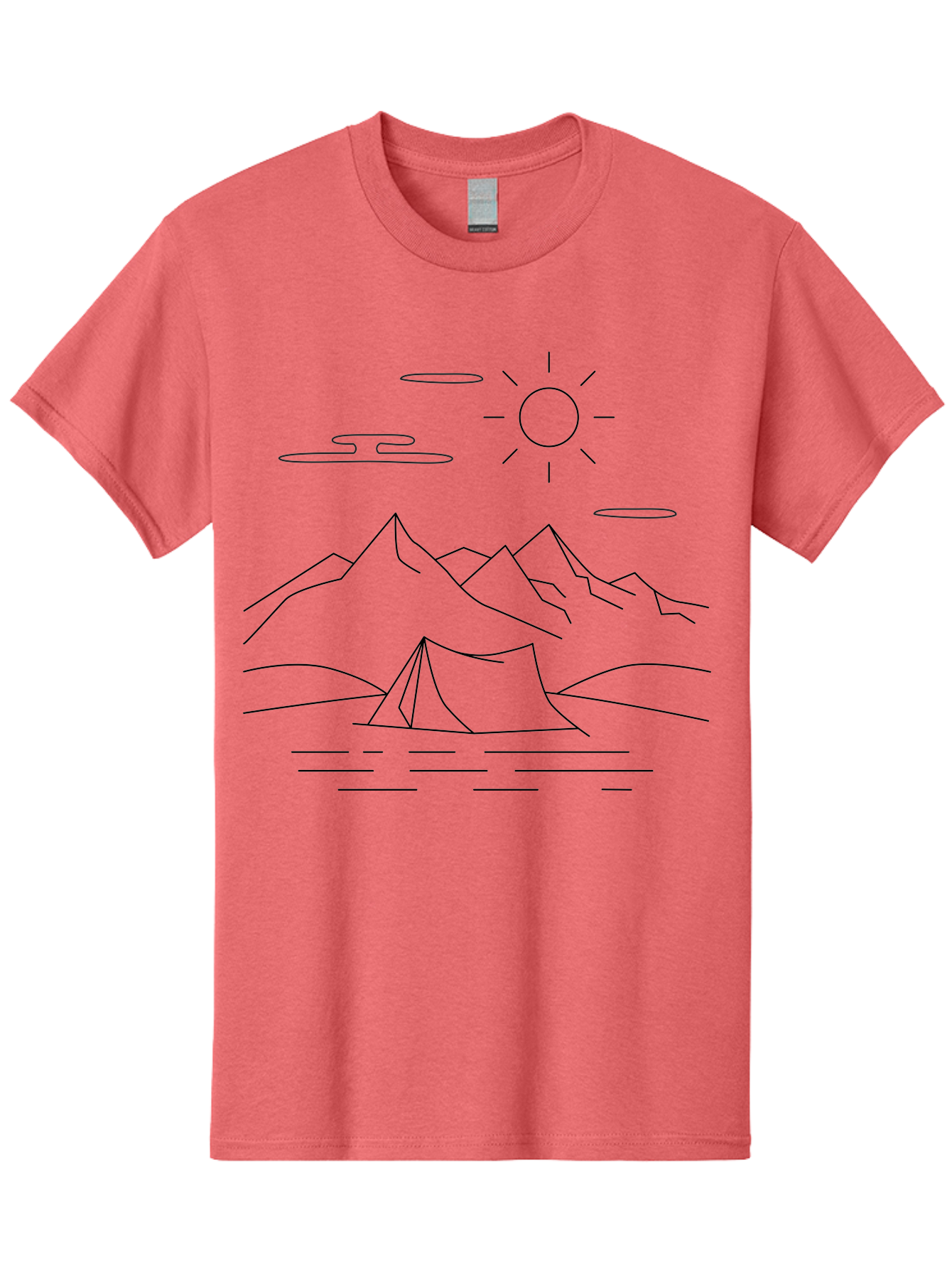 Camping-In-Mountains-1 Men'S Graphic Tee, 100% Cotton, Comfortable Casual Summer Wear, Machine Washable, Camping In Mountains, Outdoor Adventure, Serene Landscape, Mountain Scenery, Tranquil Atmosphere, Peaceful Camping, Wilderness Escape -  Aaa166 21