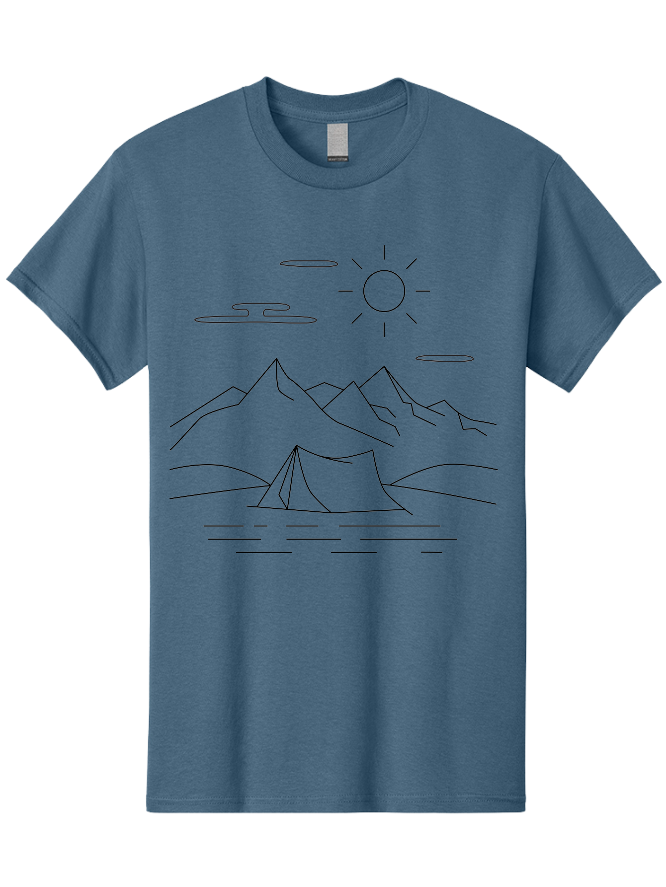Camping-In-Mountains-1 Men'S Graphic Tee, 100% Cotton, Comfortable Casual Summer Wear, Machine Washable, Camping In Mountains, Outdoor Adventure, Serene Landscape, Mountain Scenery, Tranquil Atmosphere, Peaceful Camping, Wilderness Escape -  Aaa166