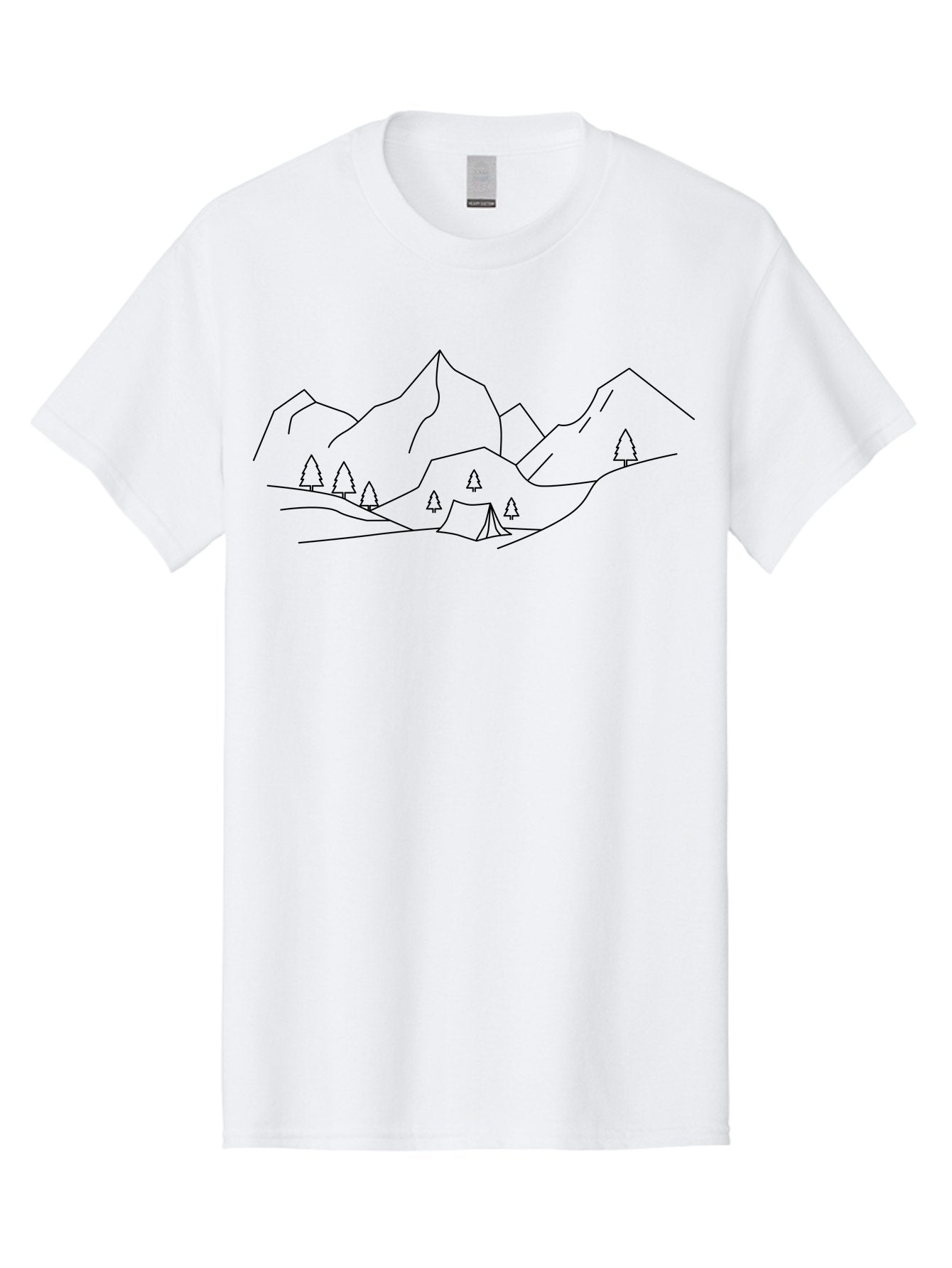 Camping-In-Mountains Men'S Graphic Tee, 100% Cotton, Comfortable Casual Summer Wear, Machine Washable, Mountain Range, Camping Site, Wilderness Adventure, Outdoor Recreation, Scenic Landscape, Minimalist Design, Simple Illustration, -  Aaa167 9