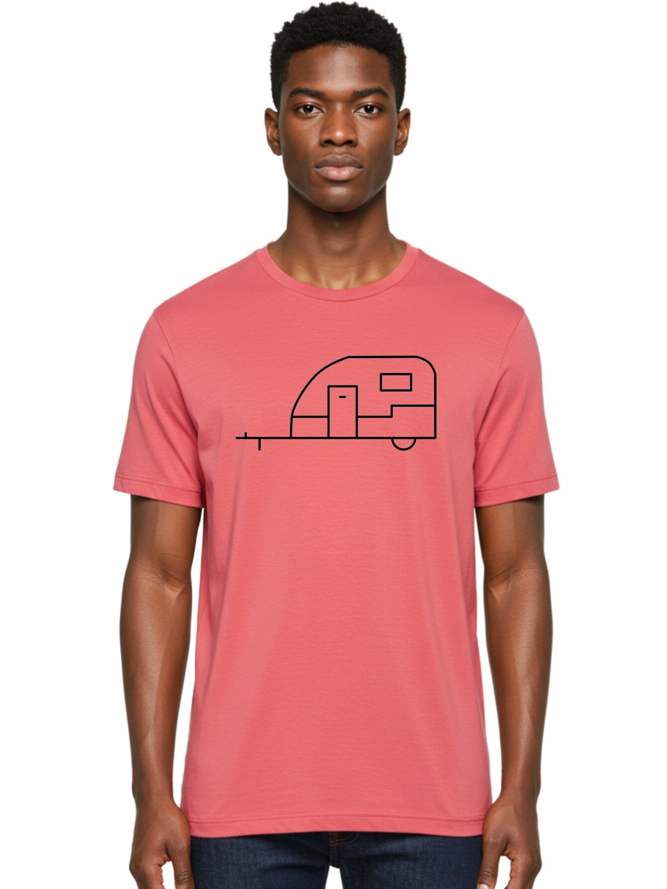 Caravan Men'S Graphic Tee, 100% Cotton, Comfortable Casual Summer Wear, Machine Washable, Simple Caravan Design, Minimalist Trailer Illustration, Modern Camping Icon, Graphic Adventure Symbol, Outdoor Recreation, Rv Travel -  Aaa168 22