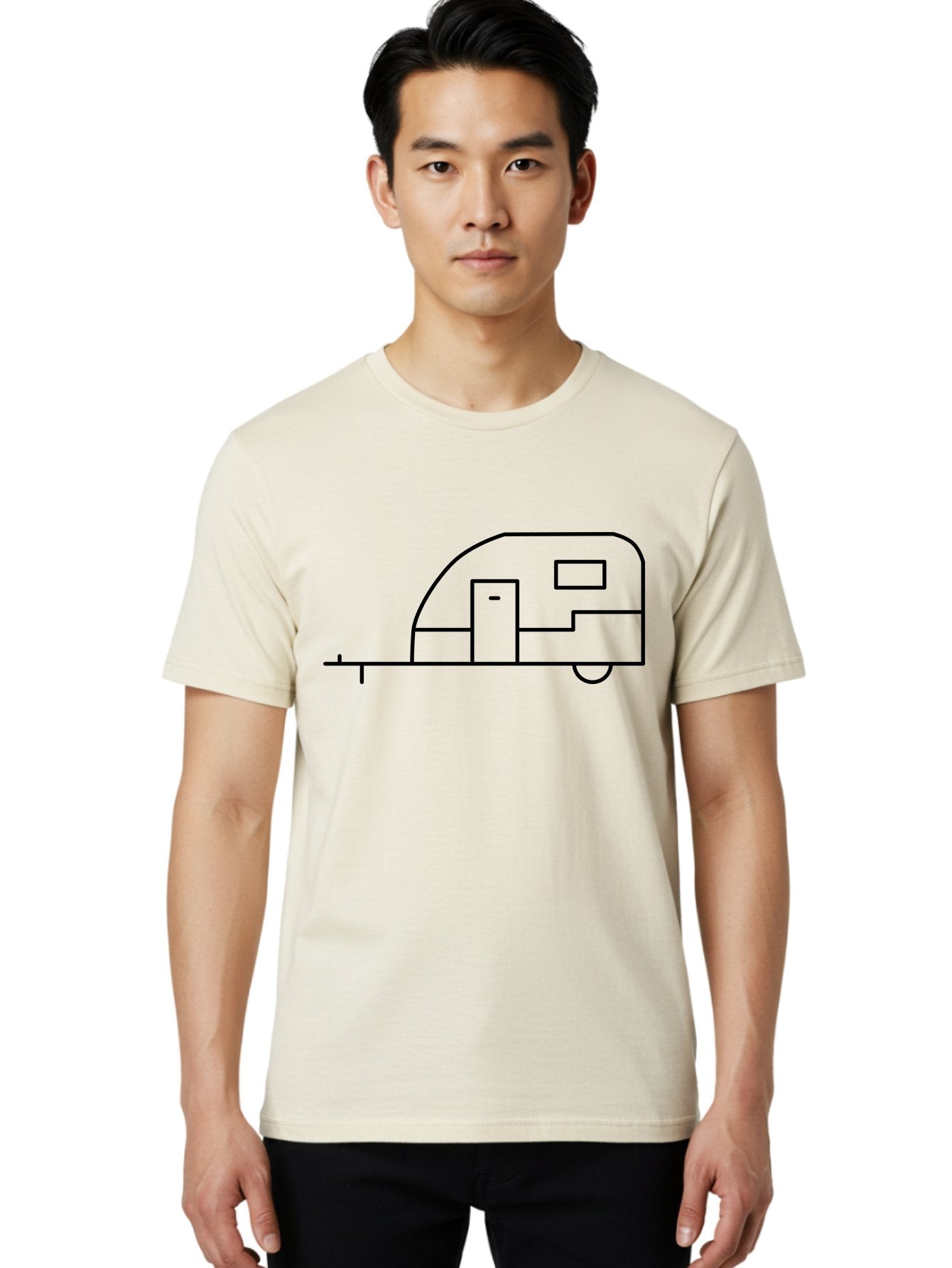 Caravan Men'S Graphic Tee, 100% Cotton, Comfortable Casual Summer Wear, Machine Washable, Simple Caravan Design, Minimalist Trailer Illustration, Modern Camping Icon, Graphic Adventure Symbol, Outdoor Recreation, Rv Travel -  Aaa168 10