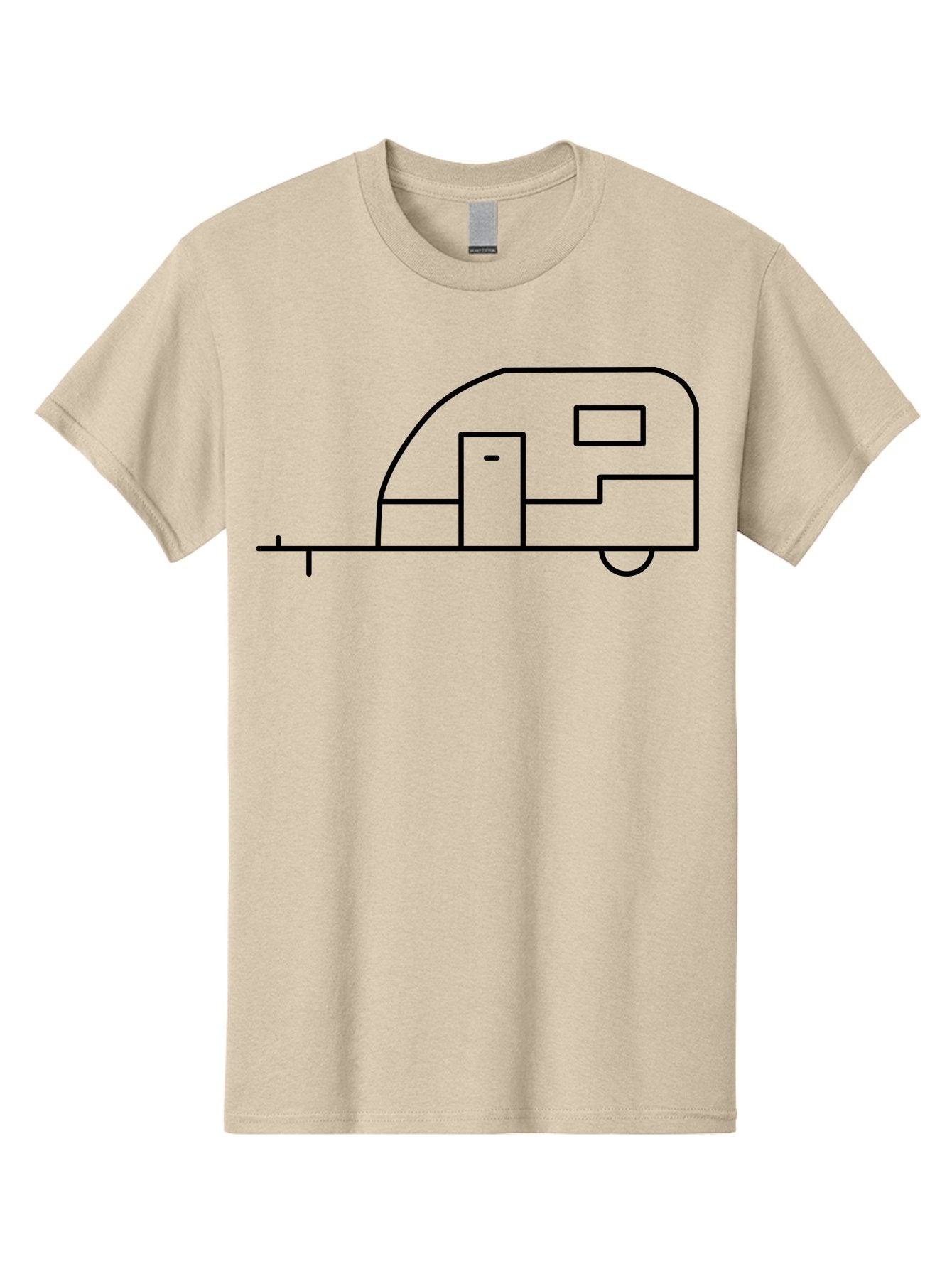 Caravan Men'S Graphic Tee, 100% Cotton, Comfortable Casual Summer Wear, Machine Washable, Simple Caravan Design, Minimalist Trailer Illustration, Modern Camping Icon, Graphic Adventure Symbol, Outdoor Recreation, Rv Travel -  Aaa168 3