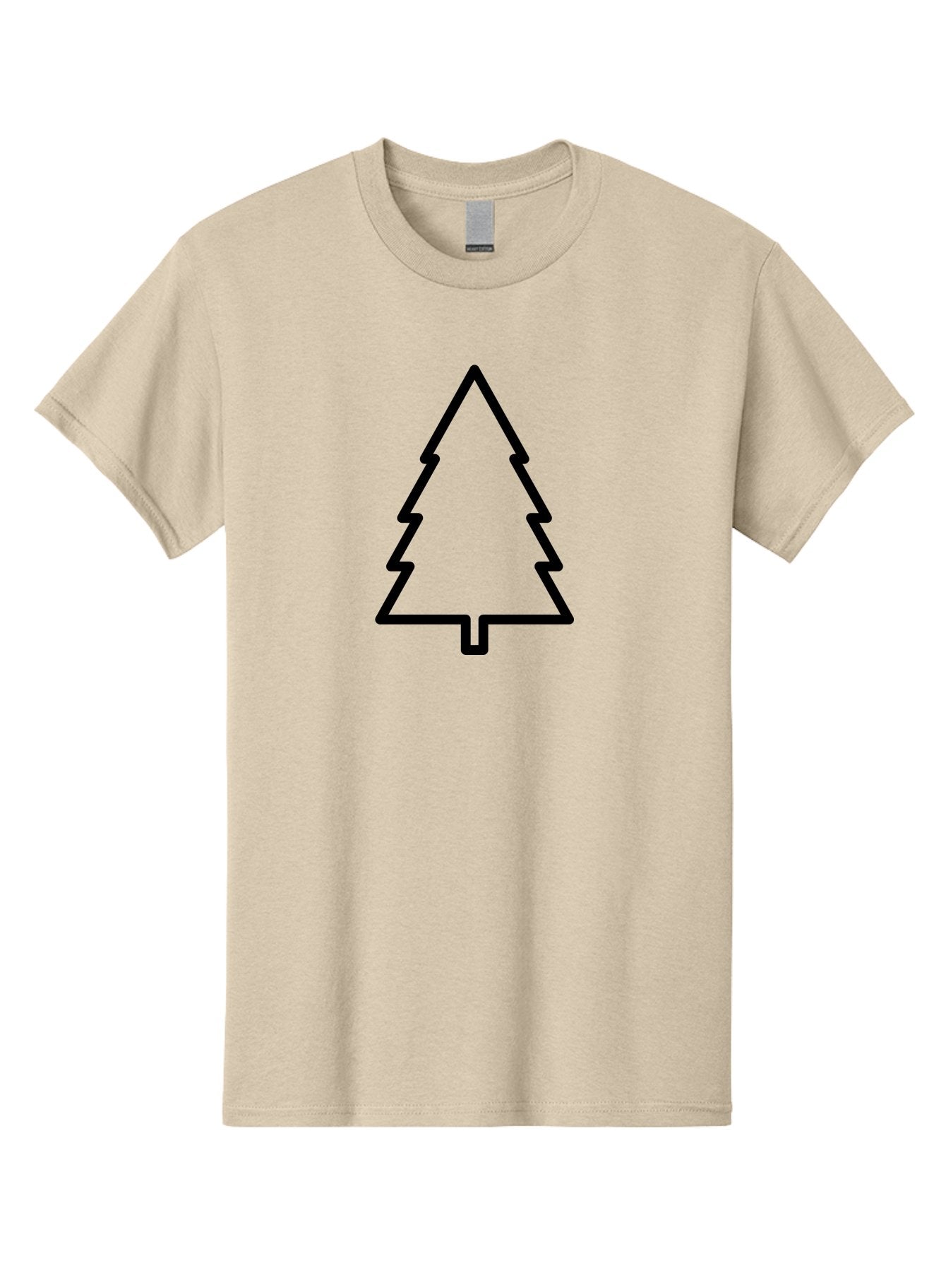 Christmas-Tree-1 Men'S Graphic Tee, 100% Cotton, Comfortable Casual Summer Wear, Machine Washable, Christmas Tree Outline, Minimalist Design, Festive Symbol, Holiday Icon, Simple Illustration, Black Outline -  Aaa170 25