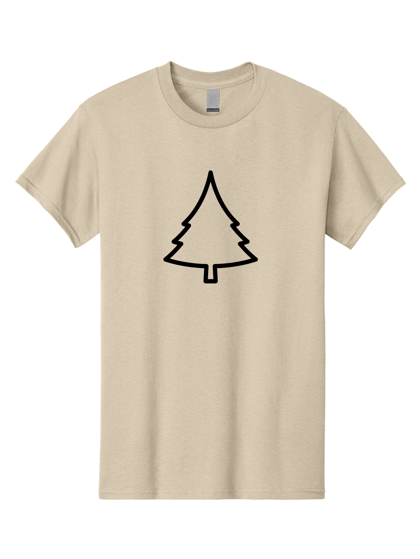 Christmas-Tree-2 Men'S Graphic Tee, 100% Cotton, Comfortable Casual Summer Wear, Machine Washable, Simple Christmas Tree, Minimalist Design, Festive Symbol, Holiday Icon, Black Outline, Evergreen Tree Shape -  Aaa171 25