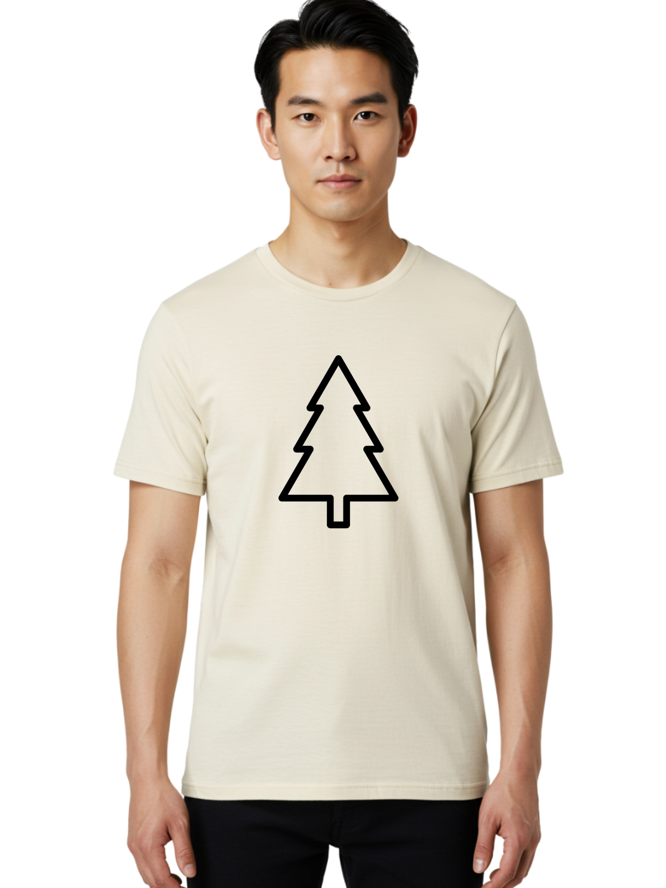 Christmas-Tree-3 Men'S Graphic Tee, 100% Cotton, Comfortable Casual Summer Wear, Machine Washable, Christmas Tree, Holiday Symbol, Festive Icon, Evergreen, Black Outline Tree -  Aaa172 6