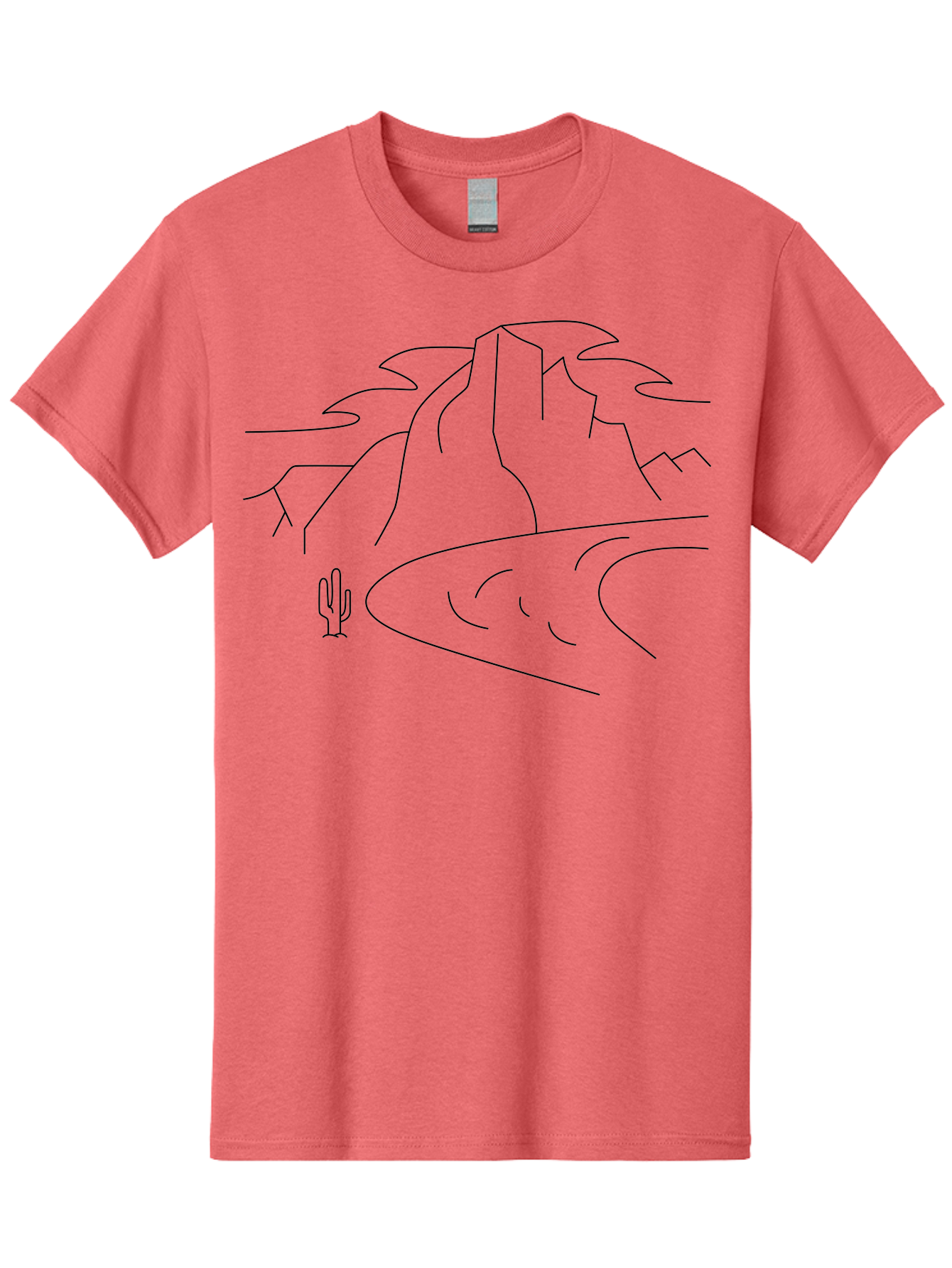 Desert-Landscape-1 Men'S Graphic Tee, 100% Cotton, Comfortable Casual Summer Wear, Machine Washable, Desert Landscape, Mountain Range, Cactus, Minimalist Art, Simple Lines, Abstract Scenery, Wilderness, Rocky Terrain -  Aaa183 27