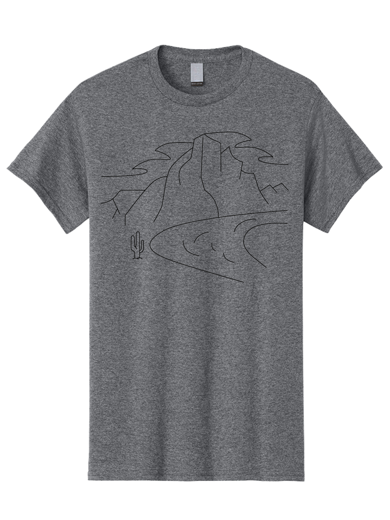 Desert-Landscape-1 Men'S Graphic Tee, 100% Cotton, Comfortable Casual Summer Wear, Machine Washable, Desert Landscape, Mountain Range, Cactus, Minimalist Art, Simple Lines, Abstract Scenery, Wilderness, Rocky Terrain -  Aaa183 19