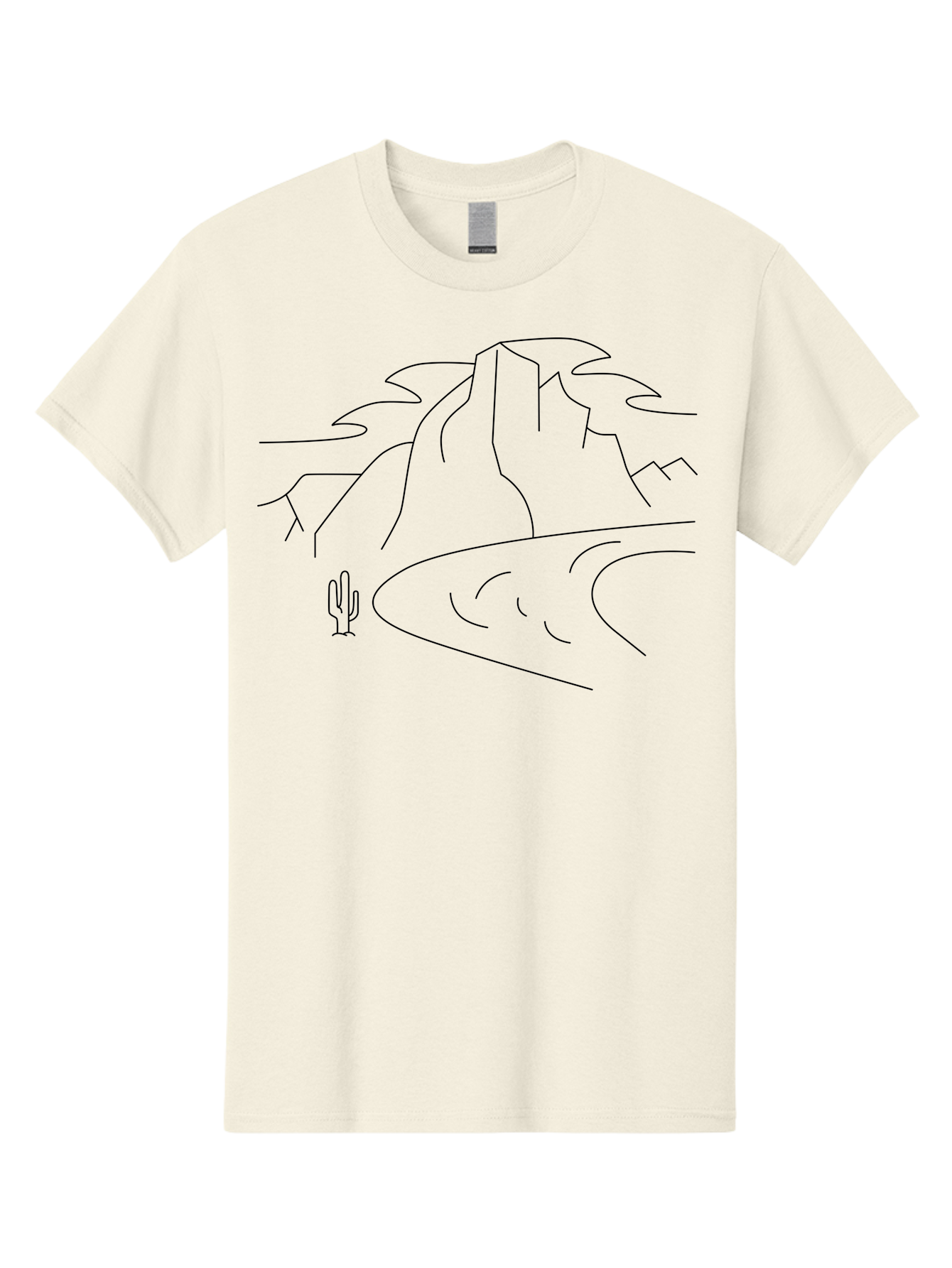 Desert-Landscape-1 Men'S Graphic Tee, 100% Cotton, Comfortable Casual Summer Wear, Machine Washable, Desert Landscape, Mountain Range, Cactus, Minimalist Art, Simple Lines, Abstract Scenery, Wilderness, Rocky Terrain -  Aaa183 13