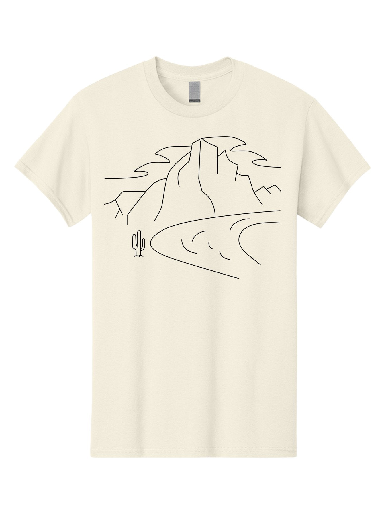 Desert-Landscape-1 Men'S Graphic Tee, 100% Cotton, Comfortable Casual Summer Wear, Machine Washable, Desert Landscape, Mountain Range, Cactus, Minimalist Art, Simple Lines, Abstract Scenery, Wilderness, Rocky Terrain -  Aaa183 7