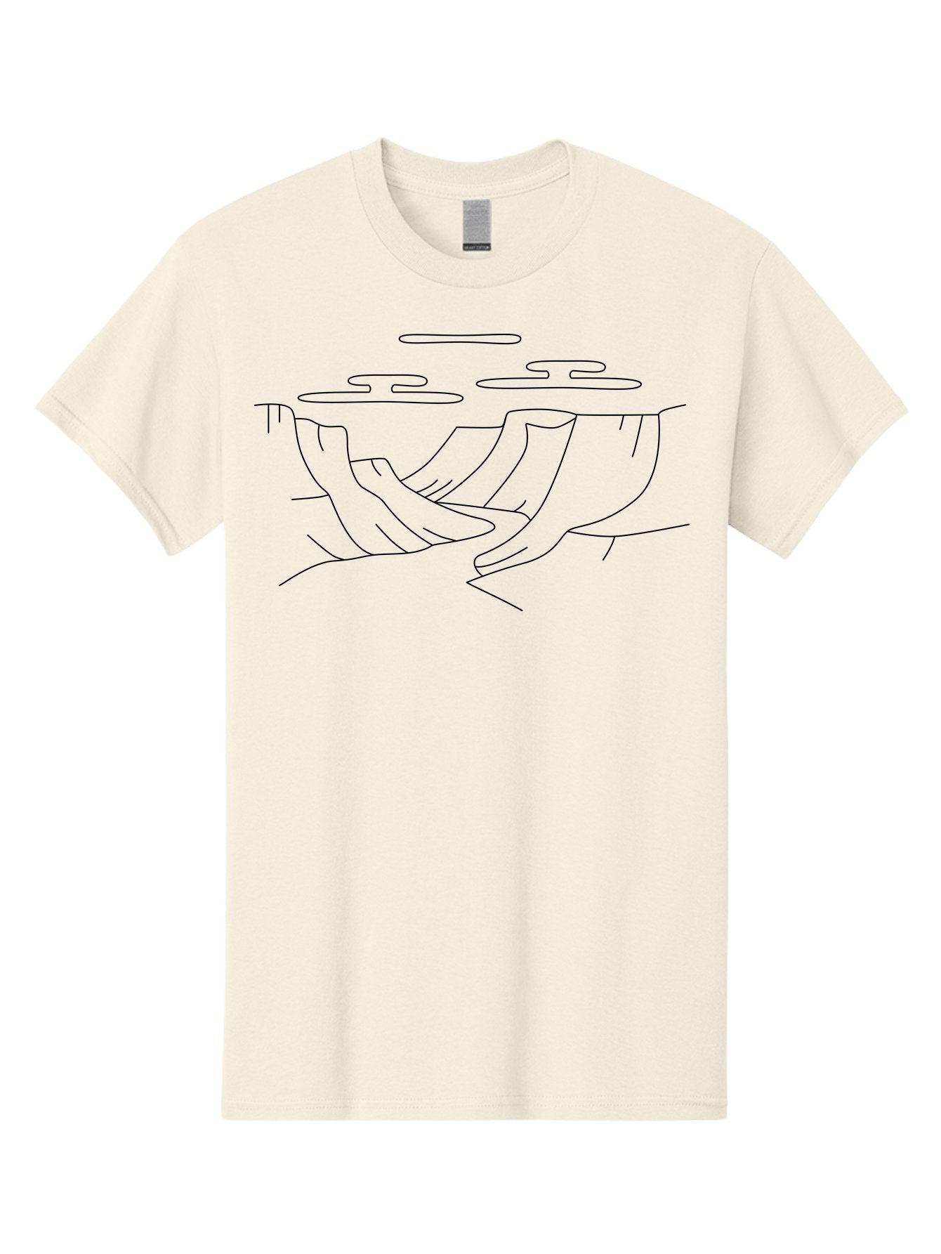 Grand-Canyon-Sketch Men'S Graphic Tee, 100% Cotton, Comfortable Casual Summer Wear, Machine Washable, Cliffs, Landscape Illustration, Minimalist Design, Simple Line Art, Scenic View, Clouds, Natural Scenery, Abstract Art -  Aaa187 5