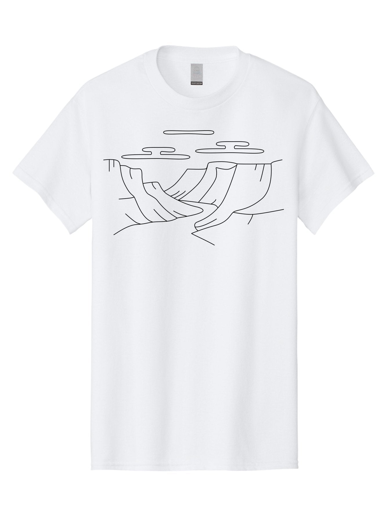 Grand-Canyon-Sketch Men'S Graphic Tee, 100% Cotton, Comfortable Casual Summer Wear, Machine Washable, Cliffs, Landscape Illustration, Minimalist Design, Simple Line Art, Scenic View, Clouds, Natural Scenery, Abstract Art -  Aaa187 27