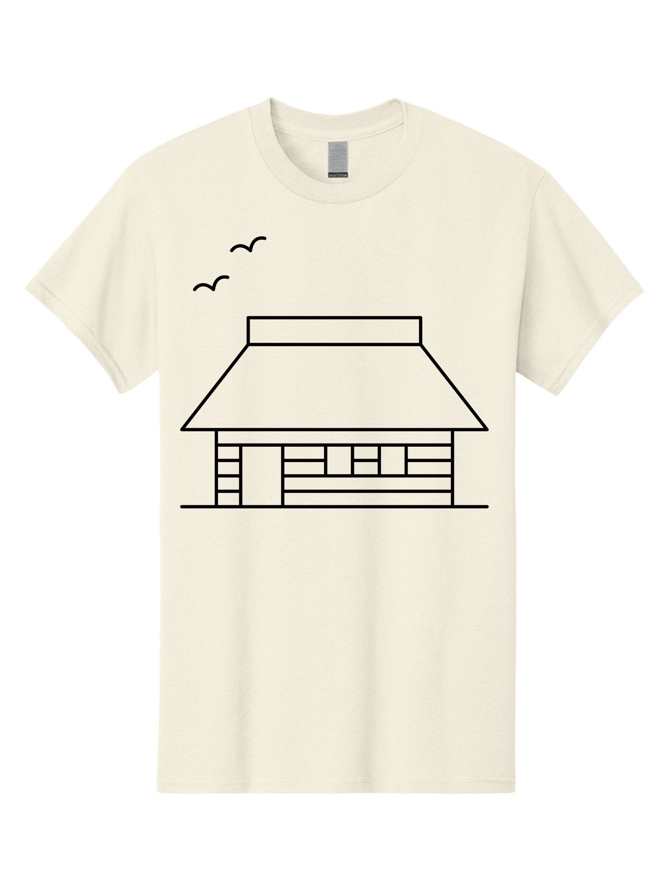 House-With-Birds Men'S Graphic Tee, 100% Cotton, Comfortable Casual Summer Wear, Machine Washable, Simple House Illustration, Minimalist Design, Birds Flying, Home Outline, Residential Architecture, Modern Graphic, Simple Shapes, -  Aaa188 23