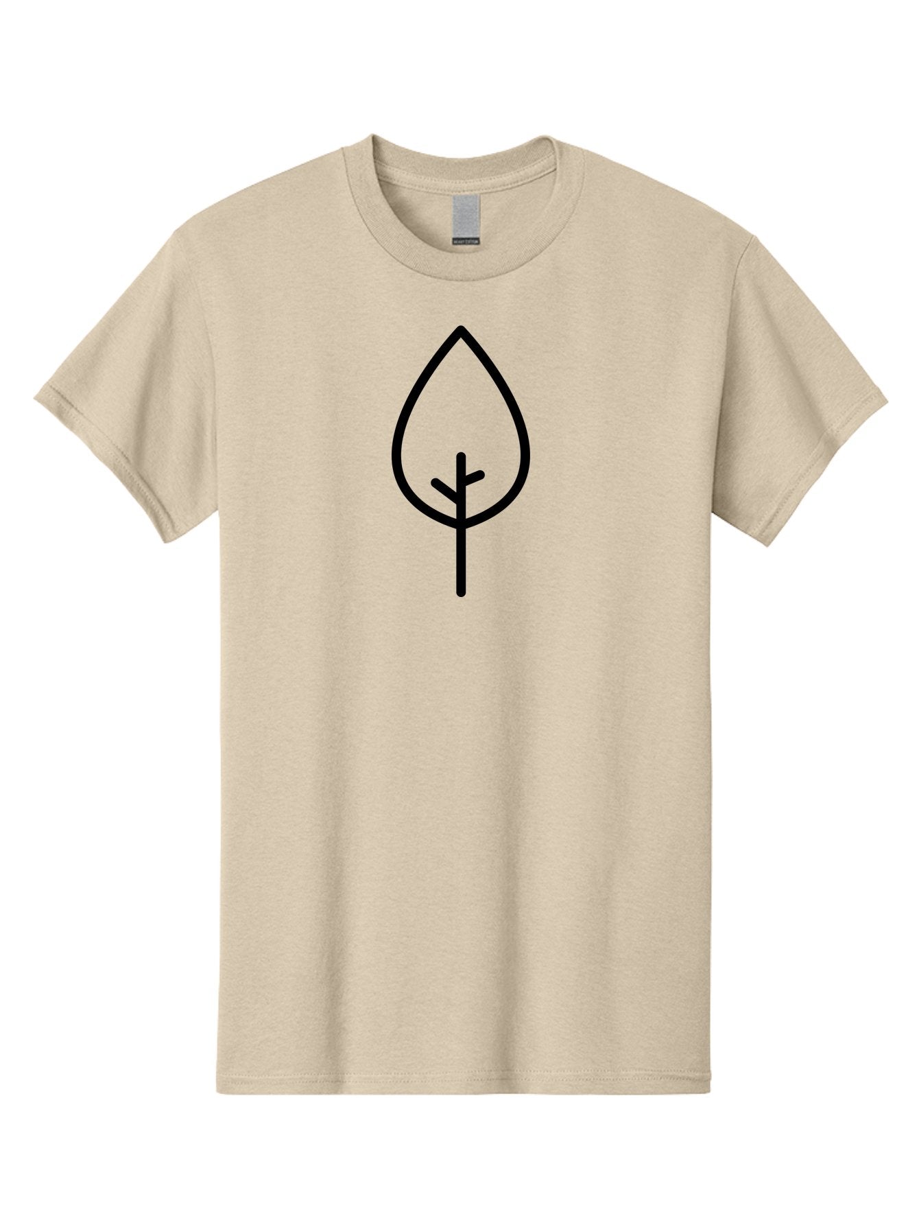 Leaf Men'S Graphic Tee, 100% Cotton, Comfortable Casual Summer Wear, Machine Washable, Simple Leaf Icon, Minimalist Design, Nature Symbol, Eco-Friendly Logo, Black Outline, Leaf Shape -  Aaa189 19