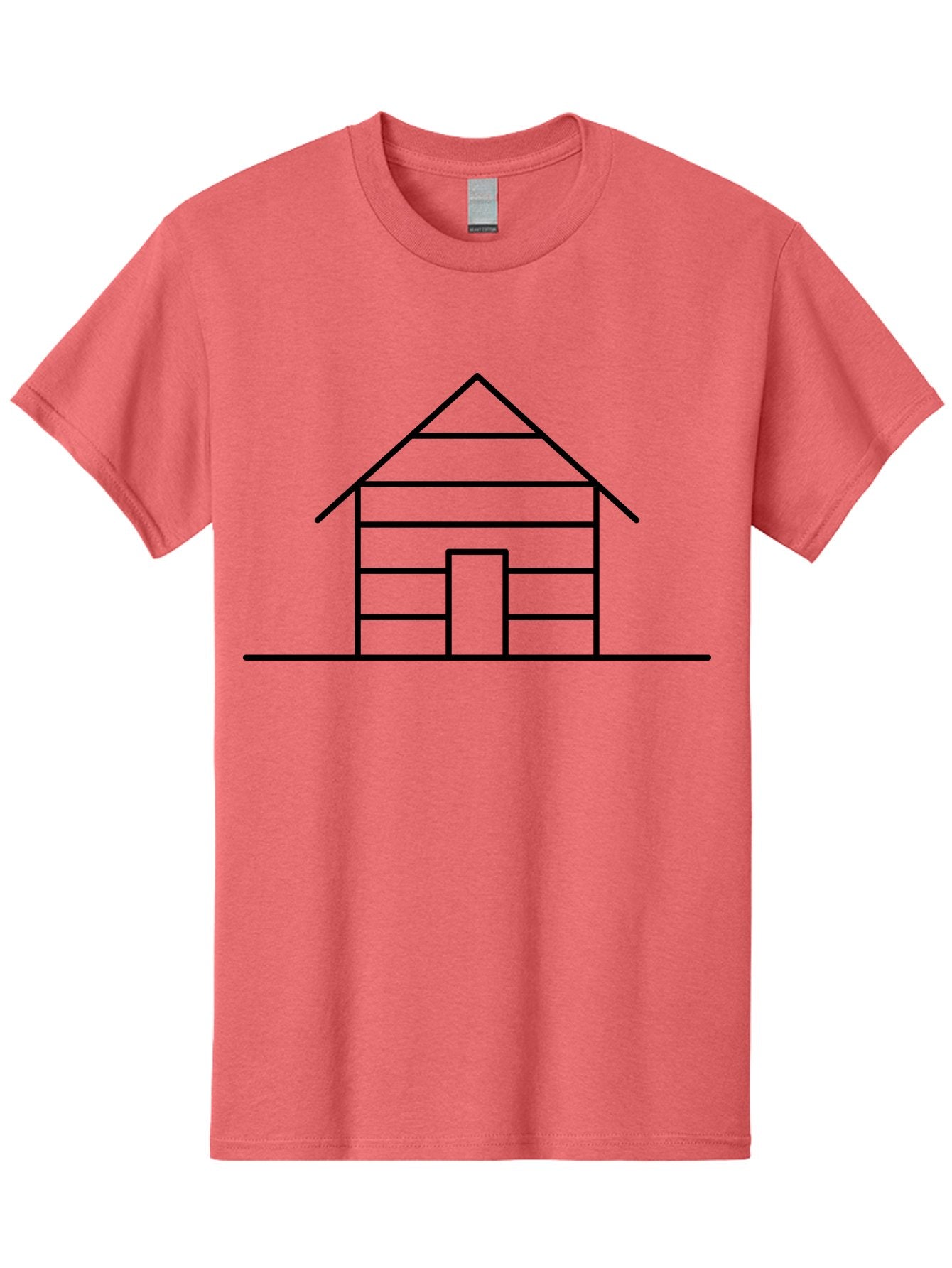 Log-Cabin Men'S Graphic Tee, 100% Cotton, Comfortable Casual Summer Wear, Machine Washable, Log Cabin, Simple House, Wooden House, Cabin Illustration, Minimalist Design, Simple Architecture, Rural Home, Cozy Retreat, Black Lines -  Aaa192 5