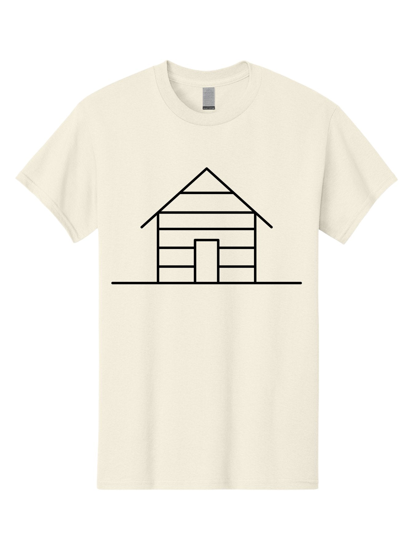 Log-Cabin Men'S Graphic Tee, 100% Cotton, Comfortable Casual Summer Wear, Machine Washable, Log Cabin, Simple House, Wooden House, Cabin Illustration, Minimalist Design, Simple Architecture, Rural Home, Cozy Retreat, Black Lines -  Aaa192 25