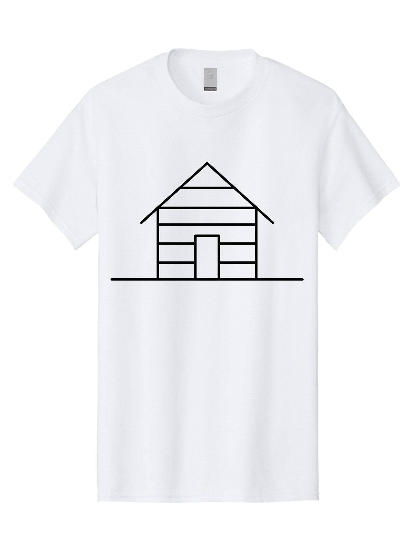 Log-Cabin Men'S Graphic Tee, 100% Cotton, Comfortable Casual Summer Wear, Machine Washable, Log Cabin, Simple House, Wooden House, Cabin Illustration, Minimalist Design, Simple Architecture, Rural Home, Cozy Retreat, Black Lines -  Aaa192 21