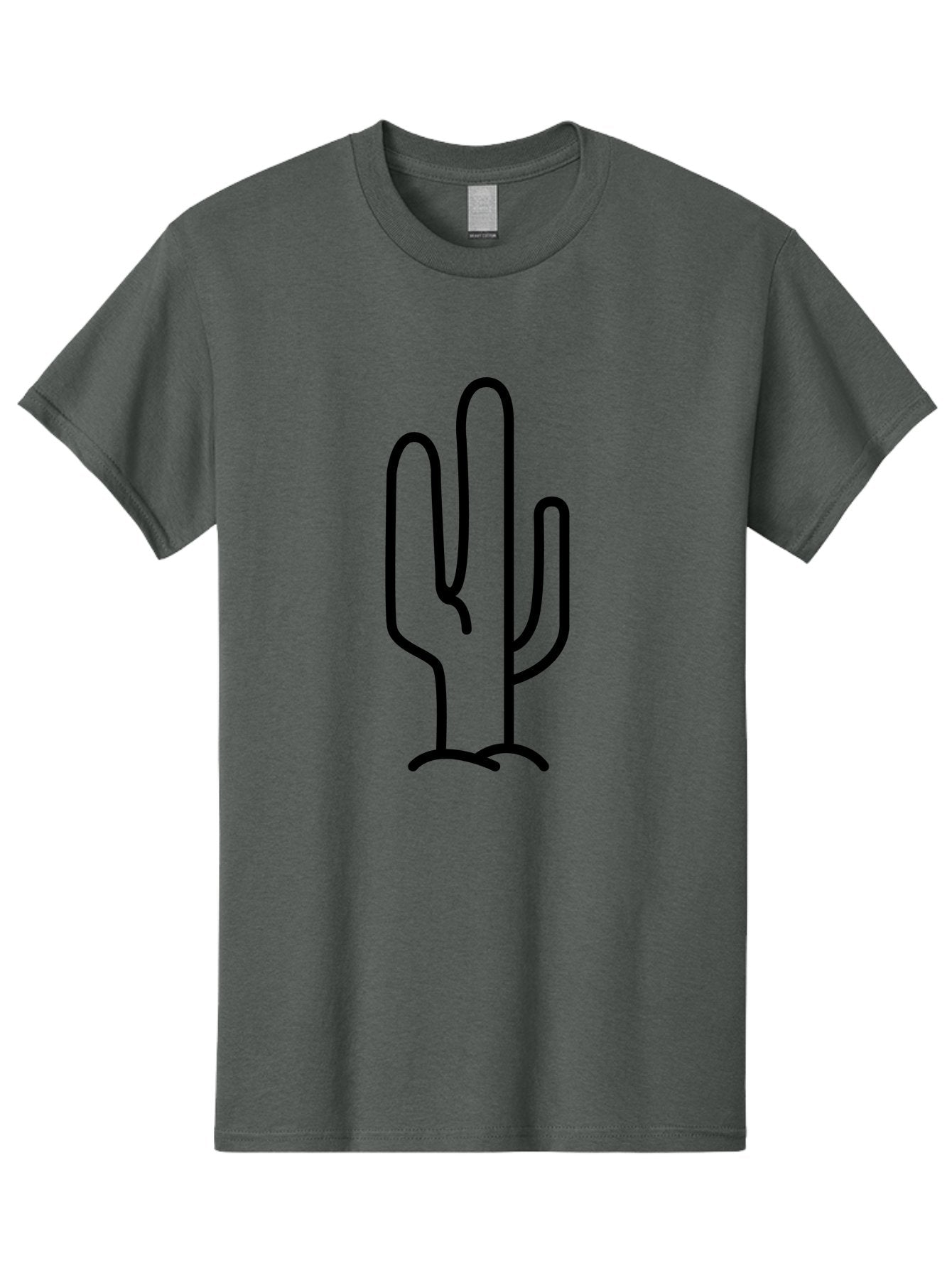 Middle-Finger-Cactus Men'S Graphic Tee, 100% Cotton, Comfortable Casual Summer Wear, Machine Washable, Simple Cactus Drawing, Minimalist Design, Black Outline, Desert Flora, Succulent Plant, Prickly Pear, Cartoon Style, Modern Art -  Aaa194 23
