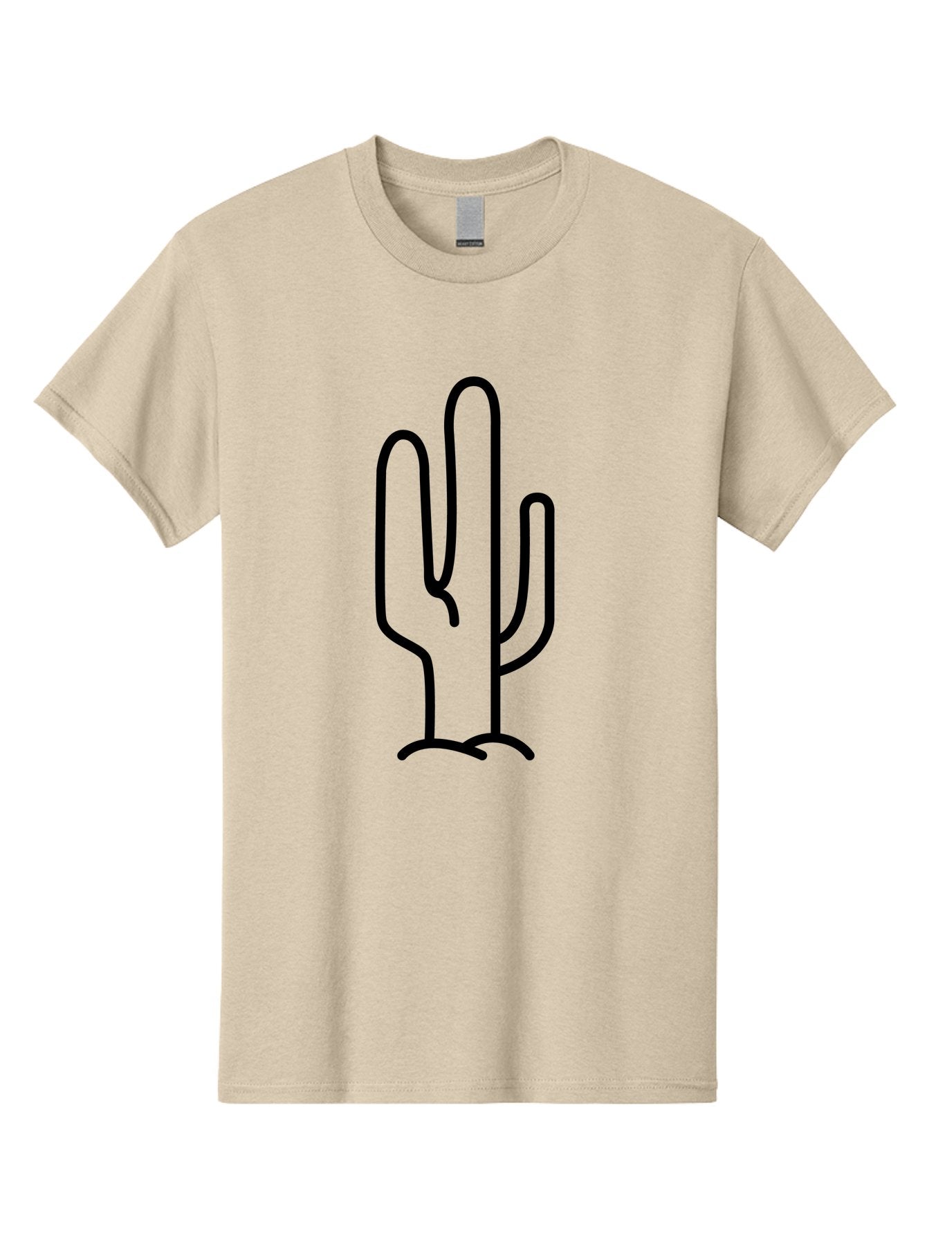 Middle-Finger-Cactus Men'S Graphic Tee, 100% Cotton, Comfortable Casual Summer Wear, Machine Washable, Simple Cactus Drawing, Minimalist Design, Black Outline, Desert Flora, Succulent Plant, Prickly Pear, Cartoon Style, Modern Art -  Aaa194 25