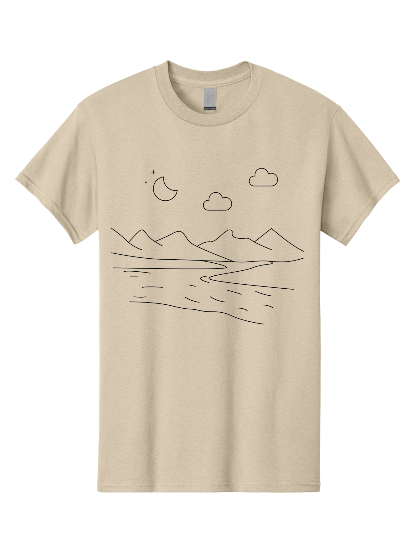 Moon-Stars-And-Clouds Men'S Graphic Tee, 100% Cotton, Comfortable Casual Summer Wear, Machine Washable, Moon And Stars, Serene Landscape, Majestic Mountains, Calm Water, Peaceful Atmosphere, Minimalist Design, Simple Art -  Aaa195 17