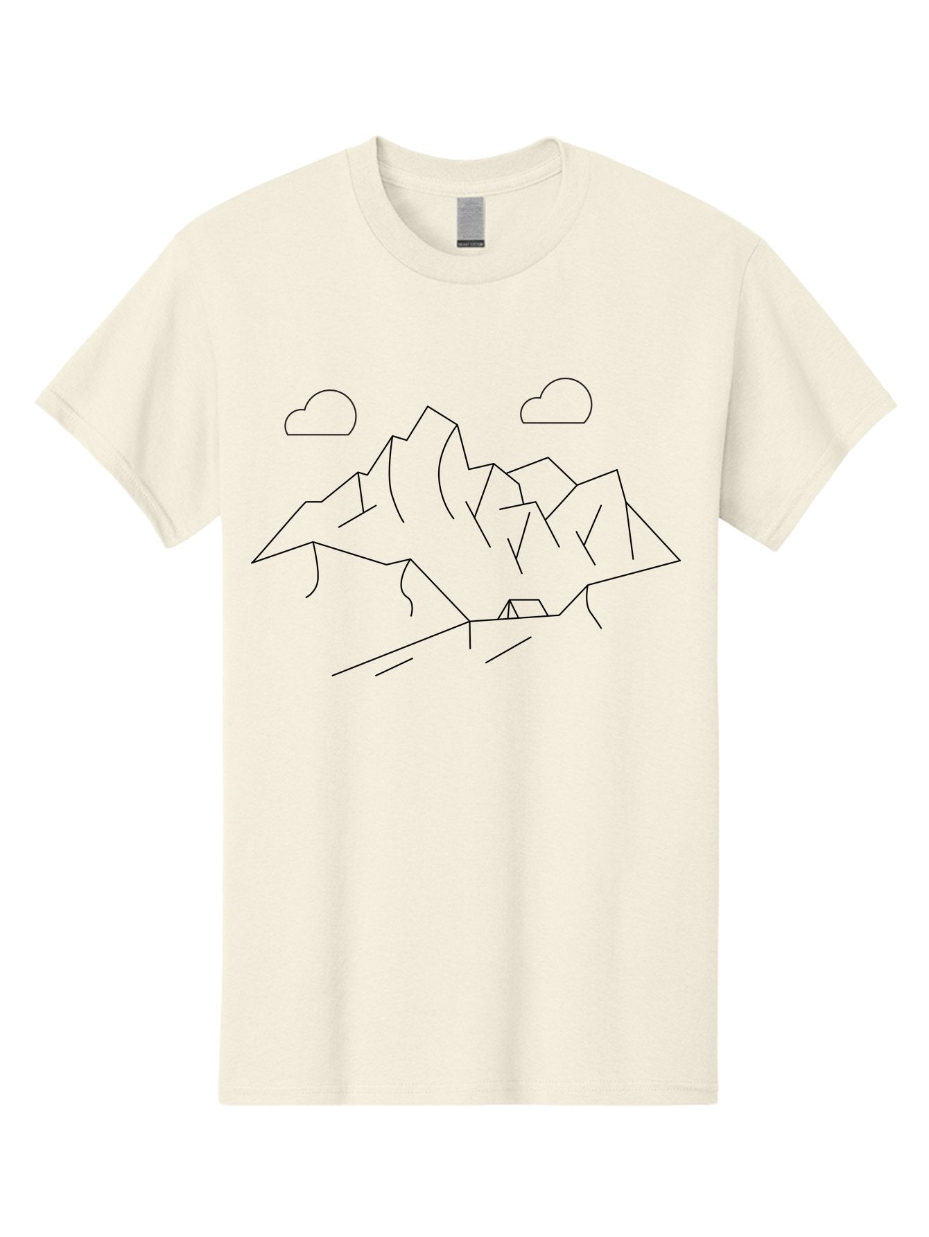 Mountain-Range Men'S Graphic Tee, 100% Cotton, Comfortable Casual Summer Wear, Machine Washable, Mountain Landscape, Simple Line Art, Minimalist Design, Clouds, Outdoor Scenery, Natural Beauty, Serene Atmosphere, Modern Illustrations, -  Aaa199 23