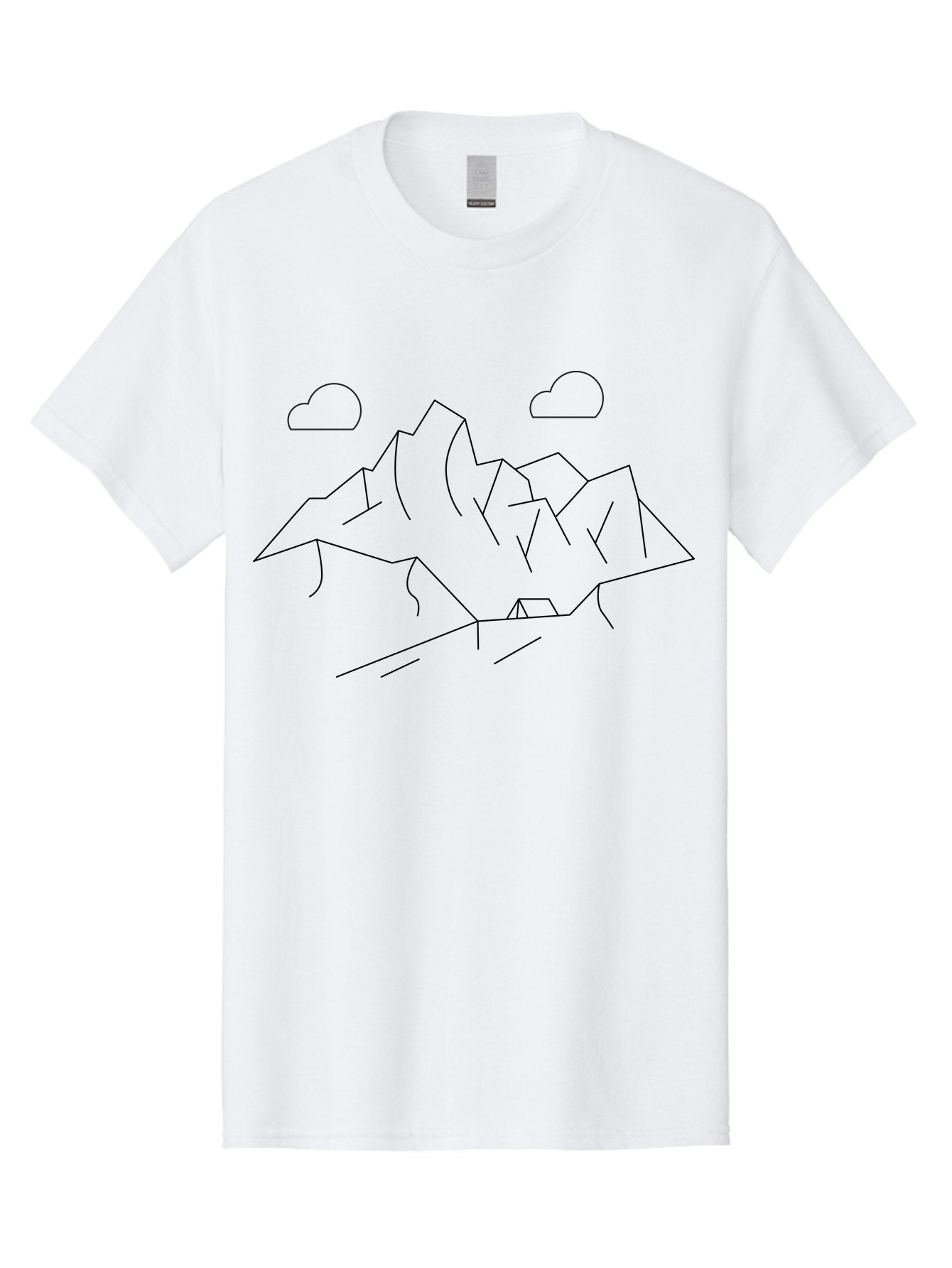 Mountain-Range Men'S Graphic Tee, 100% Cotton, Comfortable Casual Summer Wear, Machine Washable, Mountain Landscape, Simple Line Art, Minimalist Design, Clouds, Outdoor Scenery, Natural Beauty, Serene Atmosphere, Modern Illustrations, -  Aaa199 21