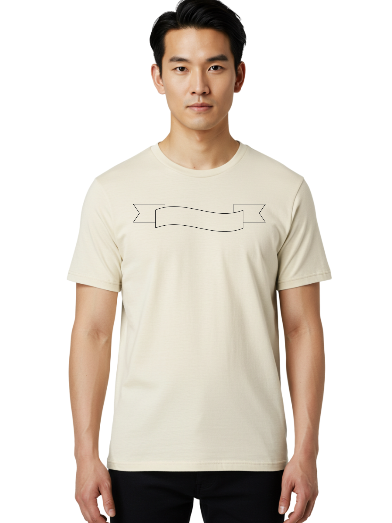 Ribbon-Banner-1 Men'S Graphic Tee, 100% Cotton, Comfortable Casual Summer Wear, Machine Washable, Ribbon Banner, Banner Design, Blank Banner, Banner Template, Graphic Design, Decorative Ribbon, Wavy Banner, Minimalist Design -  Aaa201