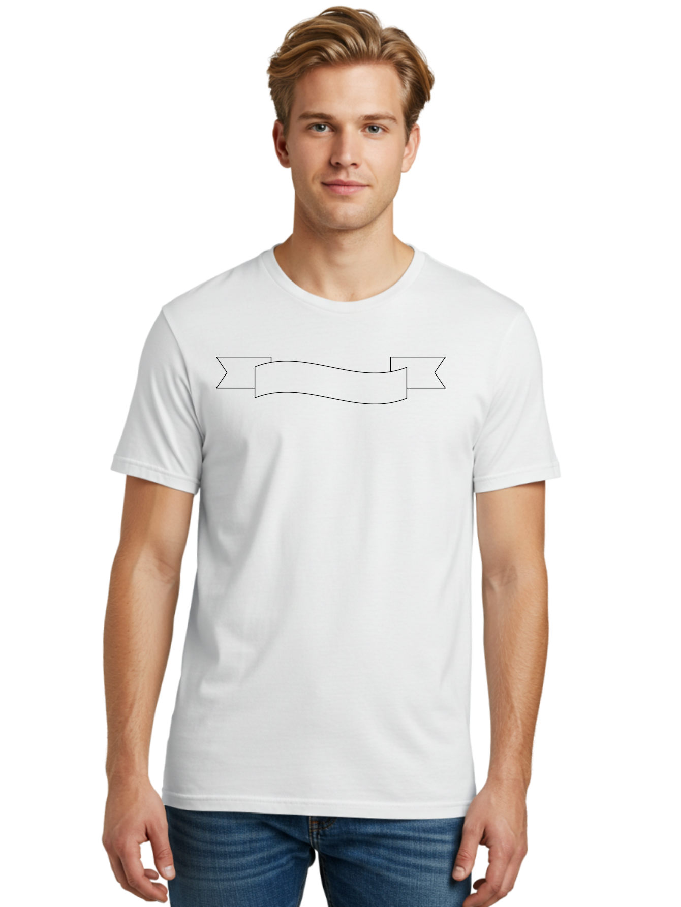 Ribbon-Banner-1 Men'S Graphic Tee, 100% Cotton, Comfortable Casual Summer Wear, Machine Washable, Ribbon Banner, Banner Design, Blank Banner, Banner Template, Graphic Design, Decorative Ribbon, Wavy Banner, Minimalist Design -  Aaa201 6