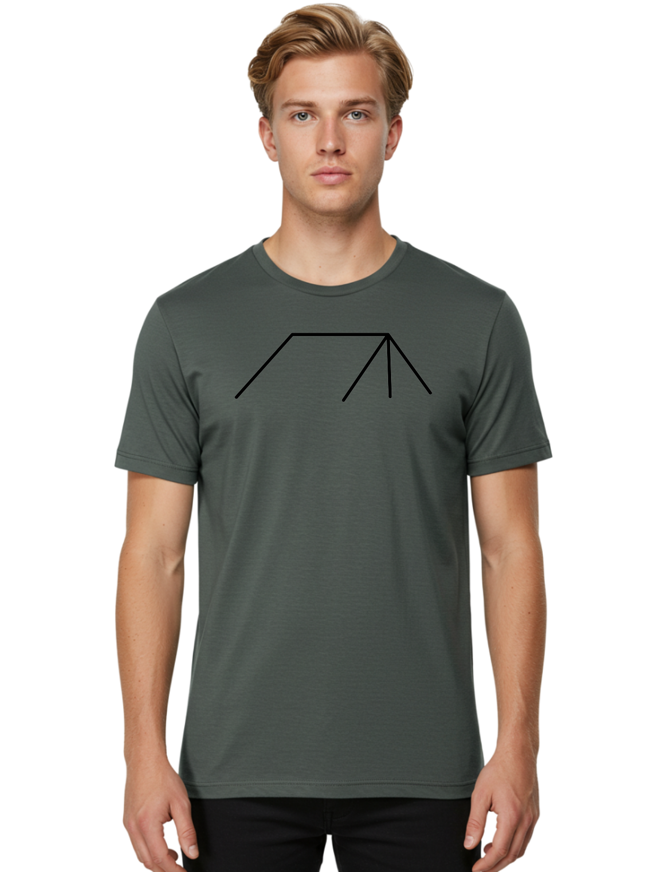 Stick-Figure Men'S Graphic Tee, 100% Cotton, Comfortable Casual Summer Wear, Machine Washable, Simple Line Drawing, Geometric Shape, Abstract Design, Minimalist Art, Black Lines, Simple Graphics -  Aaa206
