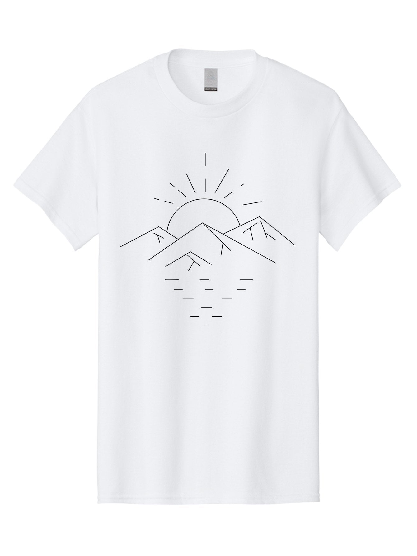 Sunrise-Over-Mountains Men'S Graphic Tee, 100% Cotton, Comfortable Casual Summer Wear, Machine Washable, Mountain Range, Serene Landscape, Sunrise Over Mountains, Minimalist Art, Simple Design, Calm Atmosphere, Peaceful Scenery, -  Aaa208
