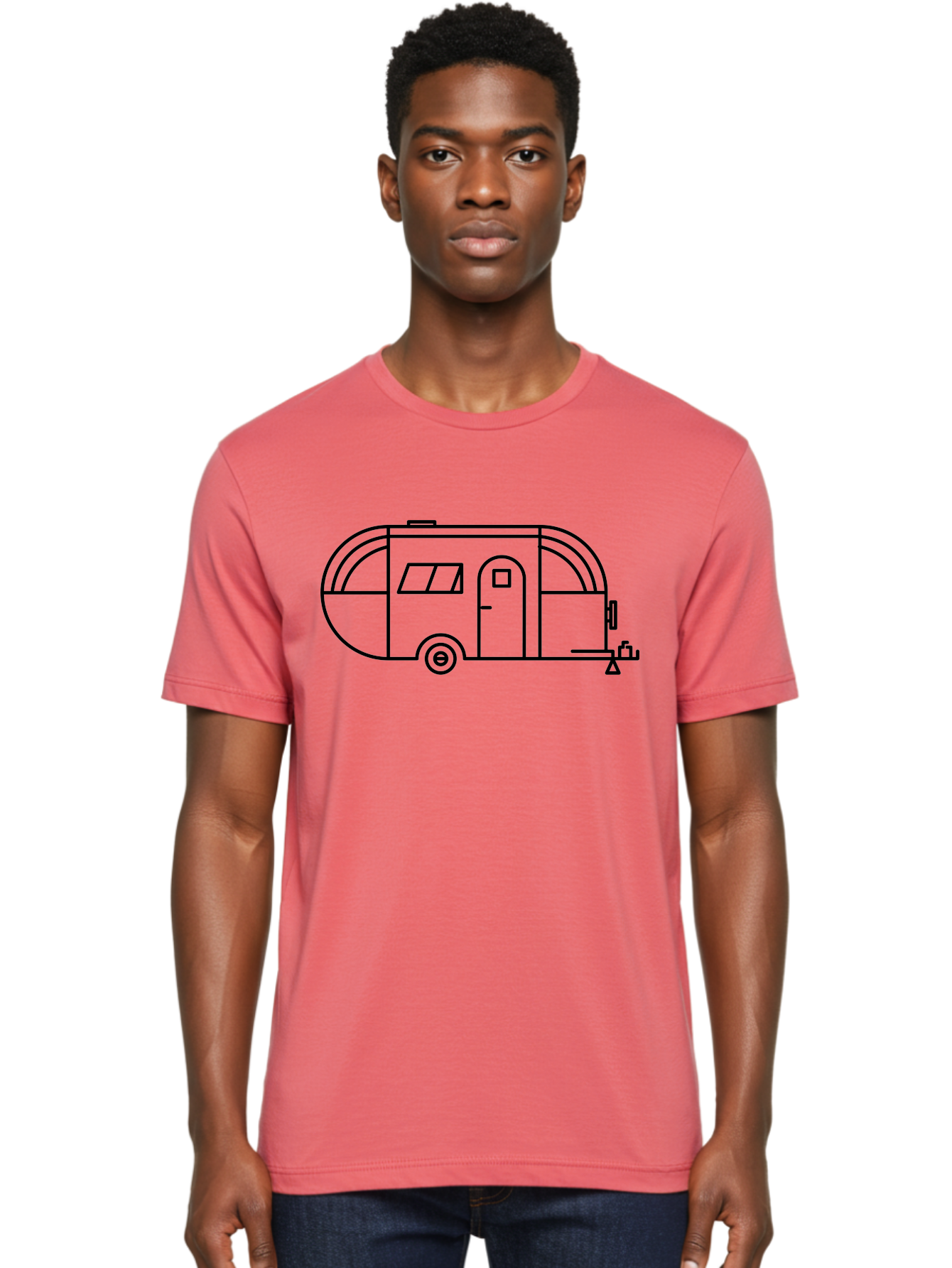 Teardrop-Trailer Men'S Graphic Tee, 100% Cotton, Comfortable Casual Summer Wear, Machine Washable, Teardrop Camper, Travel Trailer, Minimalist Design, Simple Lines, Outdoor Adventure, Camping, Retro Style, Travel, Vacation -  Aaa209 26