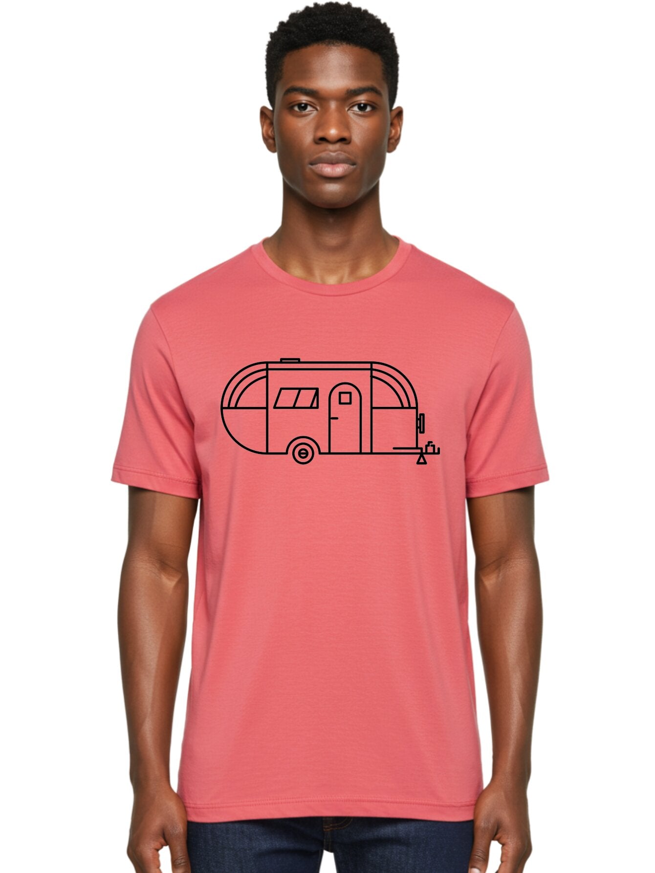 Teardrop-Trailer Men'S Graphic Tee, 100% Cotton, Comfortable Casual Summer Wear, Machine Washable, Teardrop Camper, Travel Trailer, Minimalist Design, Simple Lines, Outdoor Adventure, Camping, Retro Style, Travel, Vacation -  Aaa209 8