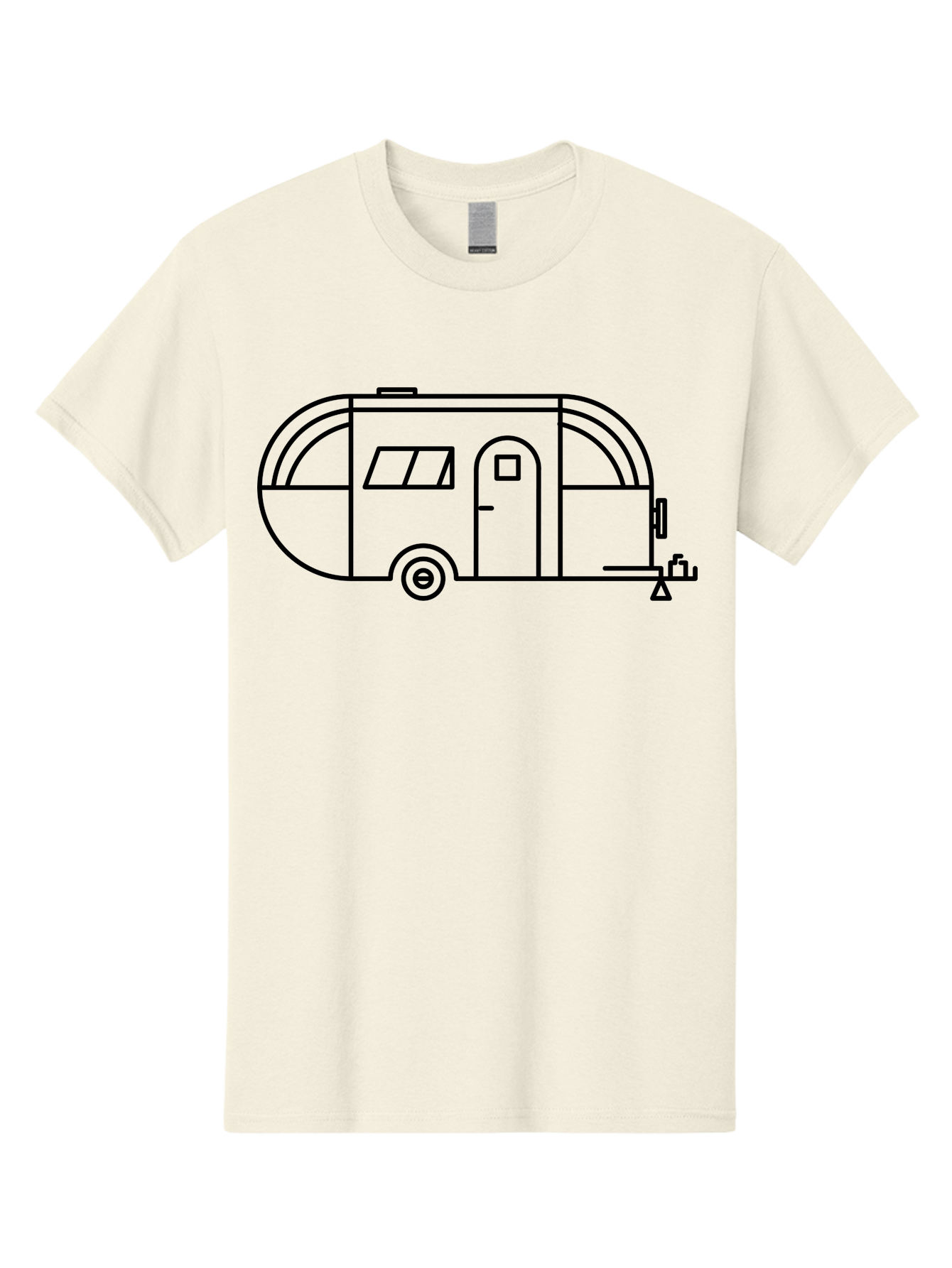 Teardrop-Trailer Men'S Graphic Tee, 100% Cotton, Comfortable Casual Summer Wear, Machine Washable, Teardrop Camper, Travel Trailer, Minimalist Design, Simple Lines, Outdoor Adventure, Camping, Retro Style, Travel, Vacation -  Aaa209