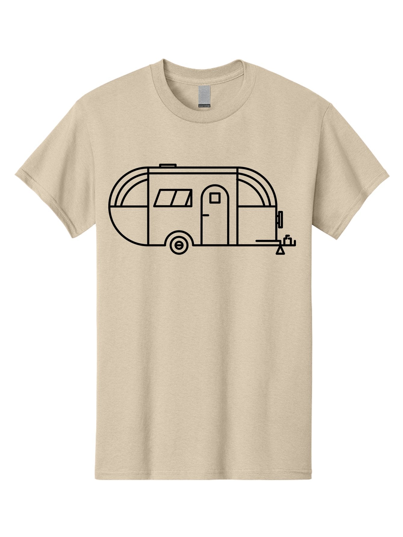 Teardrop-Trailer Men'S Graphic Tee, 100% Cotton, Comfortable Casual Summer Wear, Machine Washable, Teardrop Camper, Travel Trailer, Minimalist Design, Simple Lines, Outdoor Adventure, Camping, Retro Style, Travel, Vacation -  Aaa209 5
