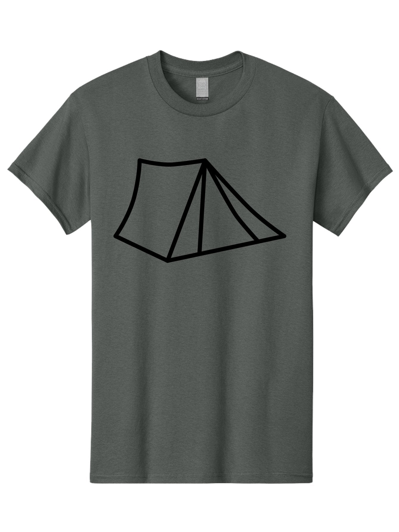 Tent-1 Men'S Graphic Tee, 100% Cotton, Comfortable Casual Summer Wear, Machine Washable, Camping Icon, Simple Tent, Minimalist Design, Black Outline, Outdoor Adventure, Tent Illustration, Camping Symbol, Wilderness Getaway -  Aaa211