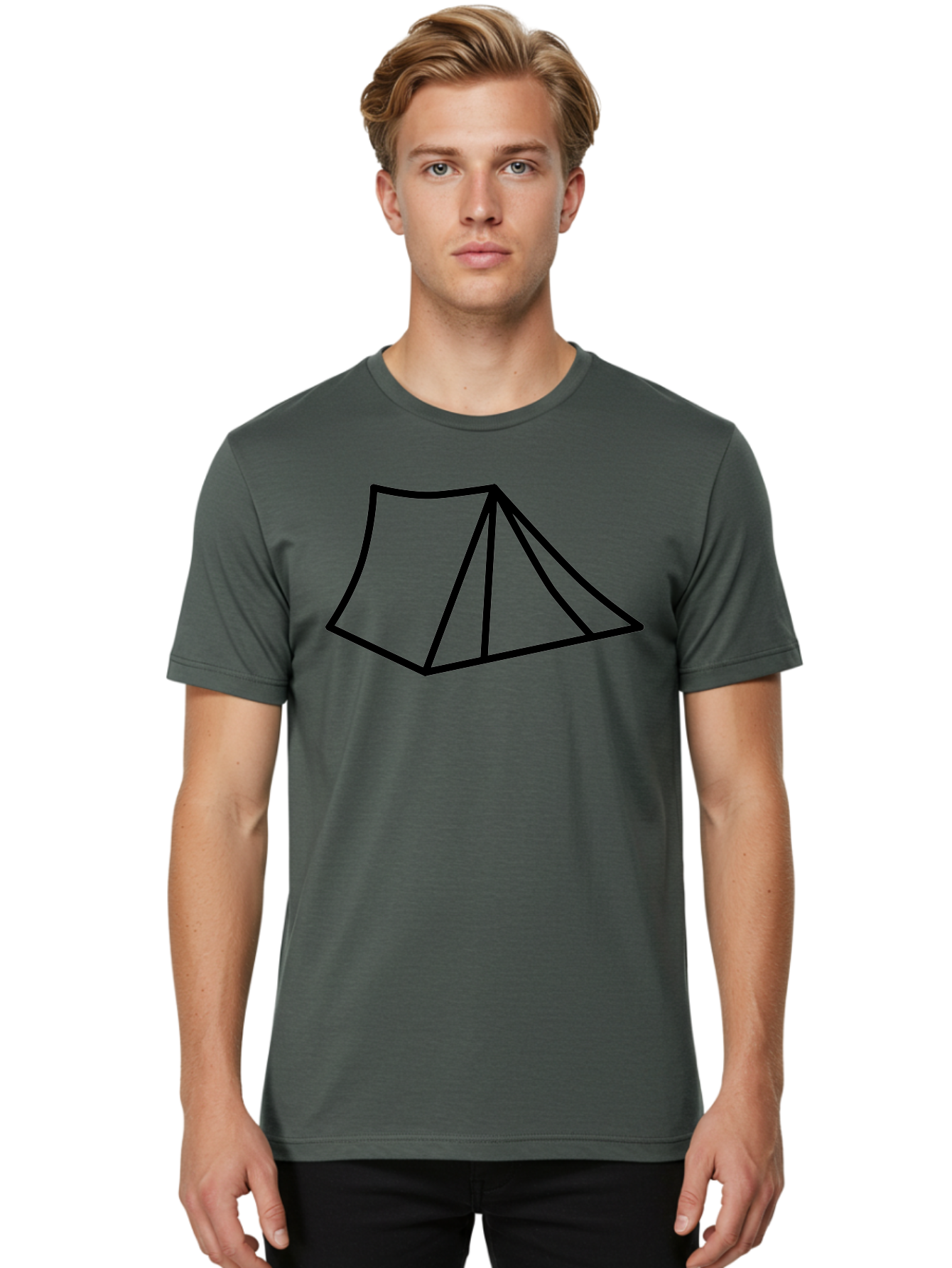 Tent-1 Men'S Graphic Tee, 100% Cotton, Comfortable Casual Summer Wear, Machine Washable, Camping Icon, Simple Tent, Minimalist Design, Black Outline, Outdoor Adventure, Tent Illustration, Camping Symbol, Wilderness Getaway -  Aaa211 6