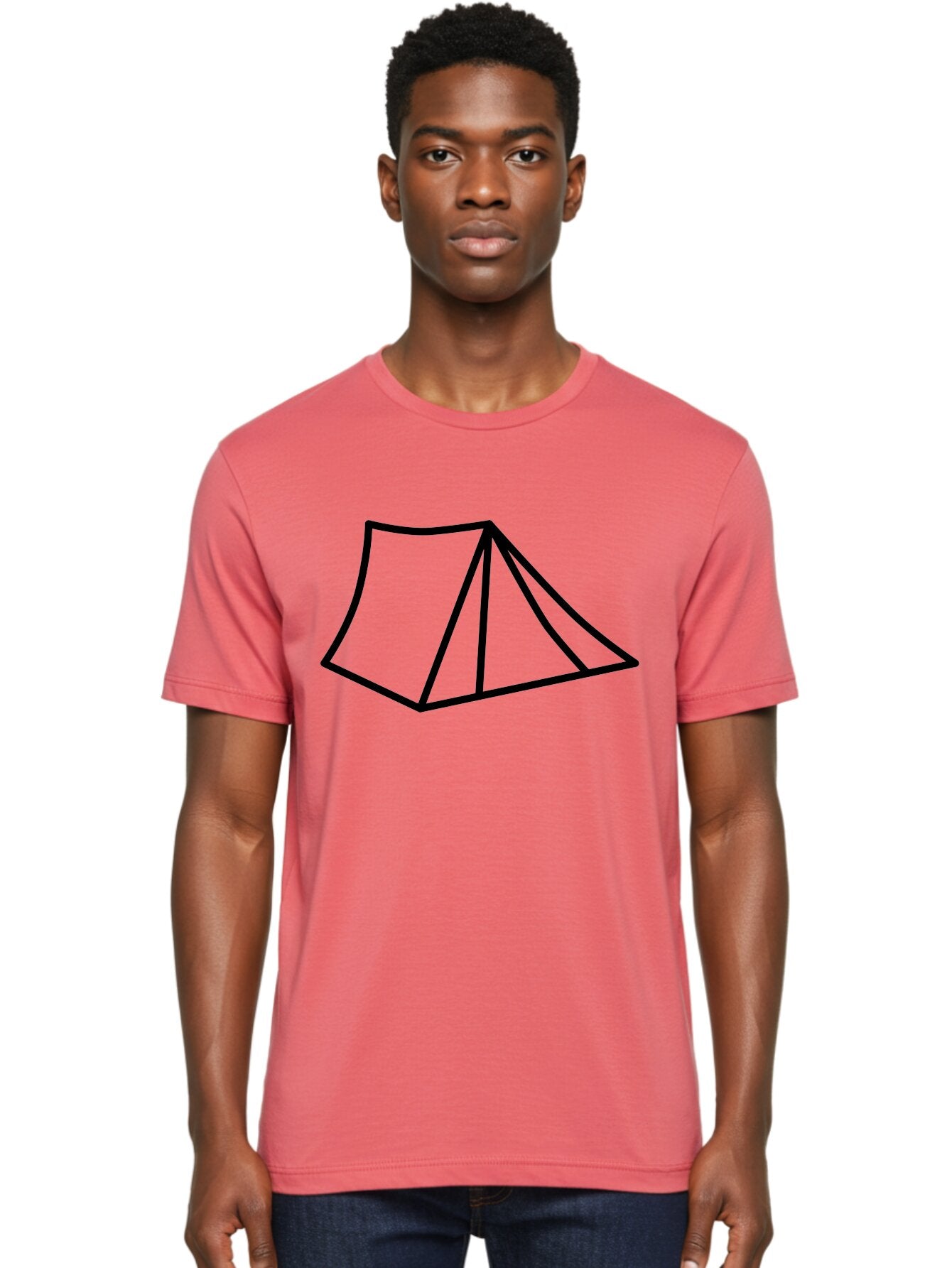 Tent-1 Men'S Graphic Tee, 100% Cotton, Comfortable Casual Summer Wear, Machine Washable, Camping Icon, Simple Tent, Minimalist Design, Black Outline, Outdoor Adventure, Tent Illustration, Camping Symbol, Wilderness Getaway -  Aaa211 22