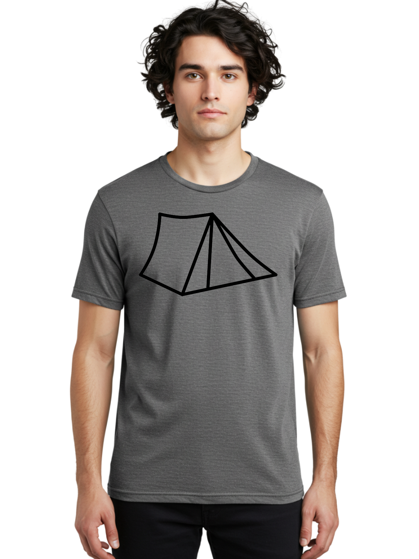 Tent-1 Men'S Graphic Tee, 100% Cotton, Comfortable Casual Summer Wear, Machine Washable, Camping Icon, Simple Tent, Minimalist Design, Black Outline, Outdoor Adventure, Tent Illustration, Camping Symbol, Wilderness Getaway -  Aaa211 26