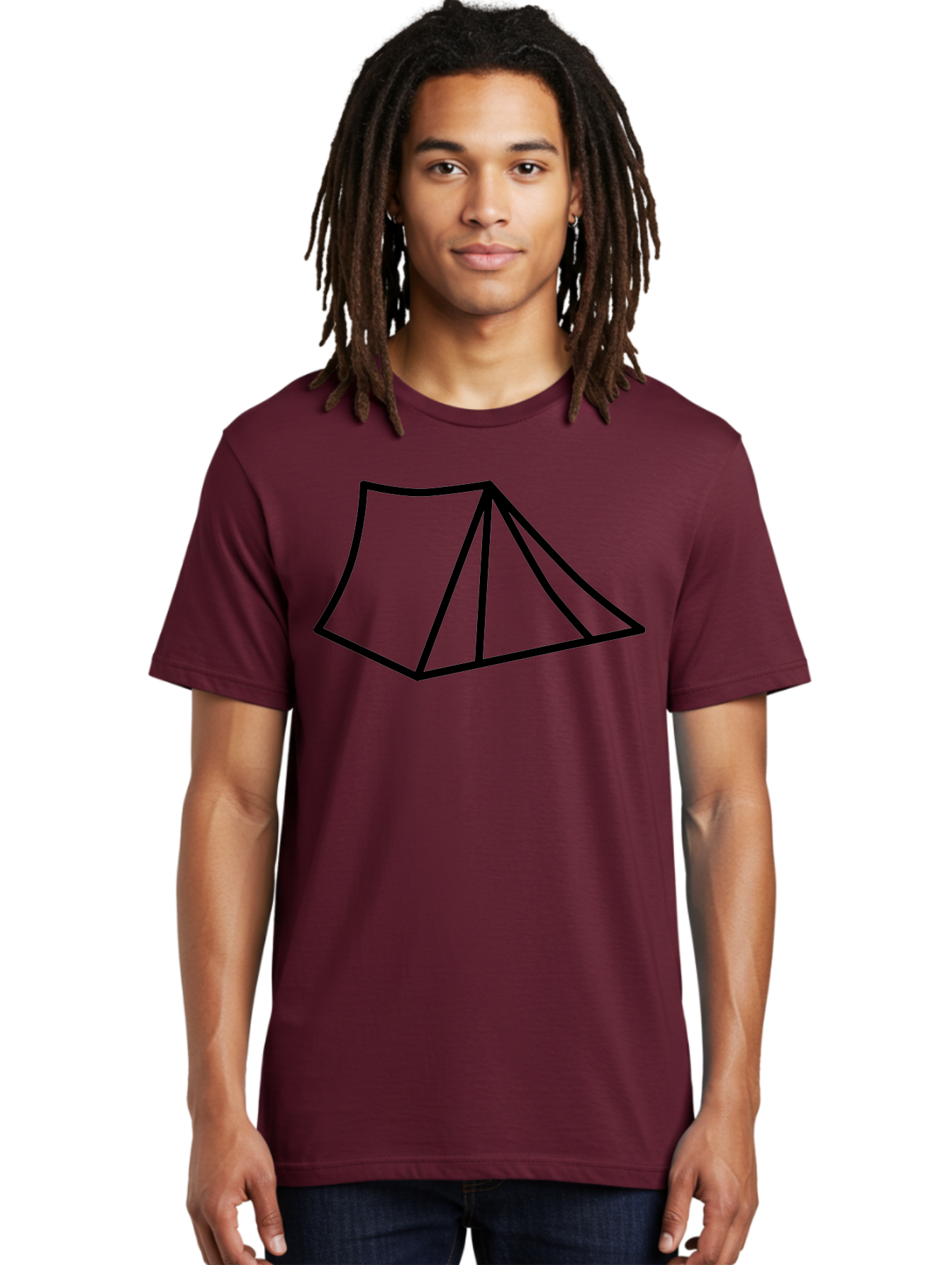Tent-1 Men'S Graphic Tee, 100% Cotton, Comfortable Casual Summer Wear, Machine Washable, Camping Icon, Simple Tent, Minimalist Design, Black Outline, Outdoor Adventure, Tent Illustration, Camping Symbol, Wilderness Getaway -  Aaa211 30