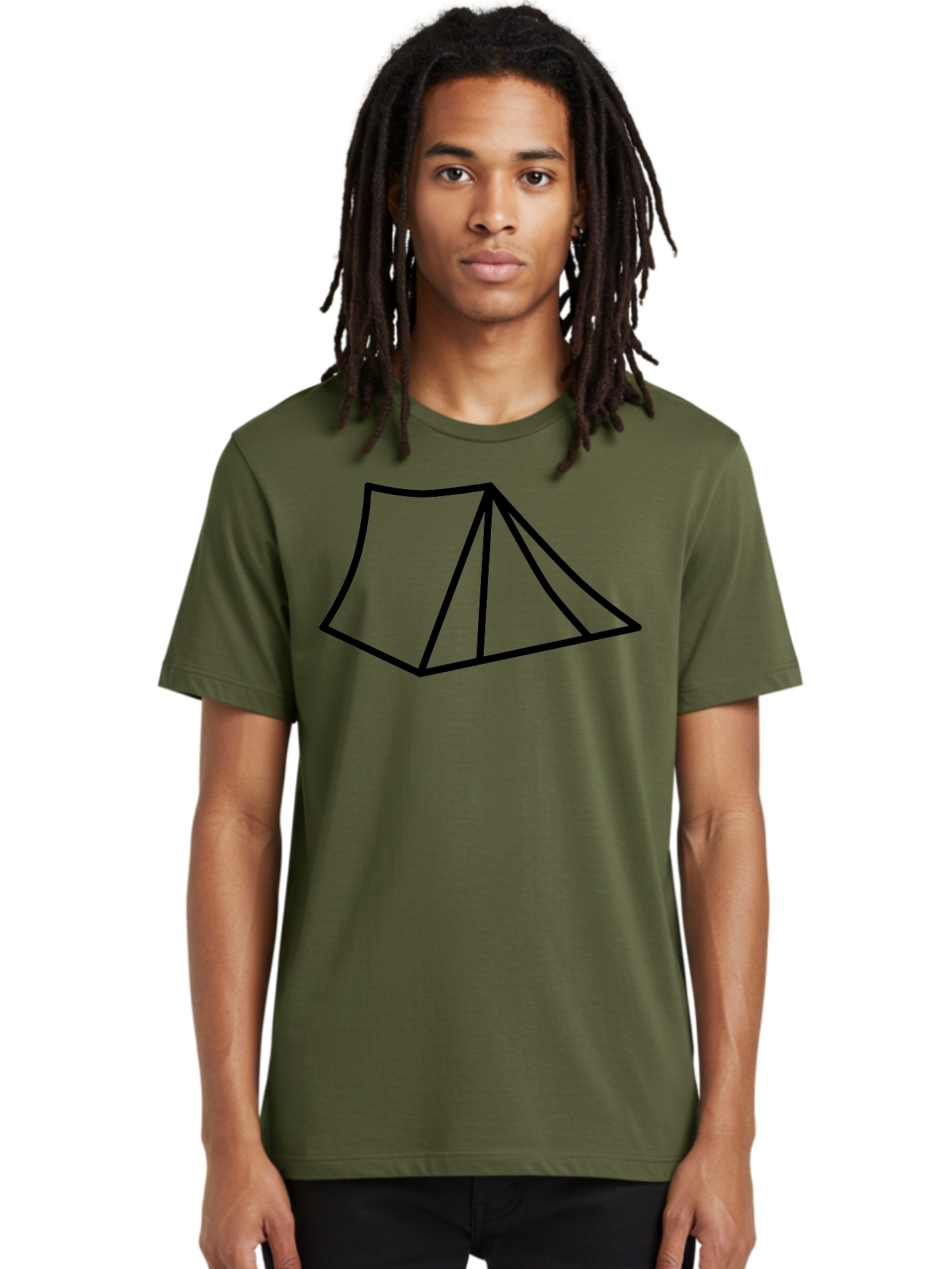 Tent-1 Men'S Graphic Tee, 100% Cotton, Comfortable Casual Summer Wear, Machine Washable, Camping Icon, Simple Tent, Minimalist Design, Black Outline, Outdoor Adventure, Tent Illustration, Camping Symbol, Wilderness Getaway -  Aaa211 24