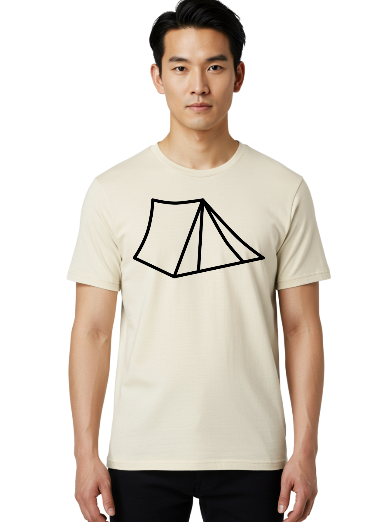 Tent-1 Men'S Graphic Tee, 100% Cotton, Comfortable Casual Summer Wear, Machine Washable, Camping Icon, Simple Tent, Minimalist Design, Black Outline, Outdoor Adventure, Tent Illustration, Camping Symbol, Wilderness Getaway -  Aaa211 18