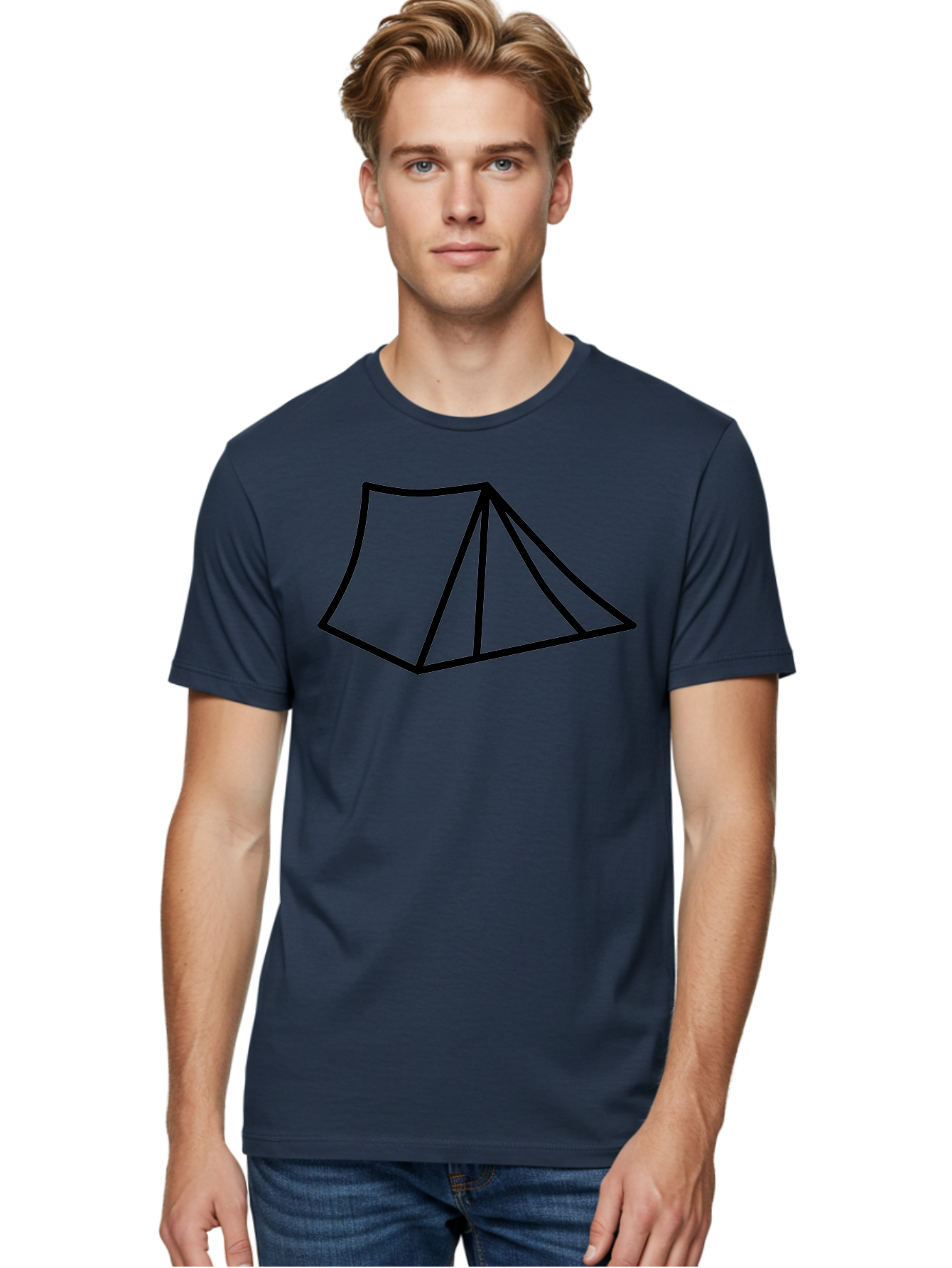 Tent-1 Men'S Graphic Tee, 100% Cotton, Comfortable Casual Summer Wear, Machine Washable, Camping Icon, Simple Tent, Minimalist Design, Black Outline, Outdoor Adventure, Tent Illustration, Camping Symbol, Wilderness Getaway -  Aaa211 4