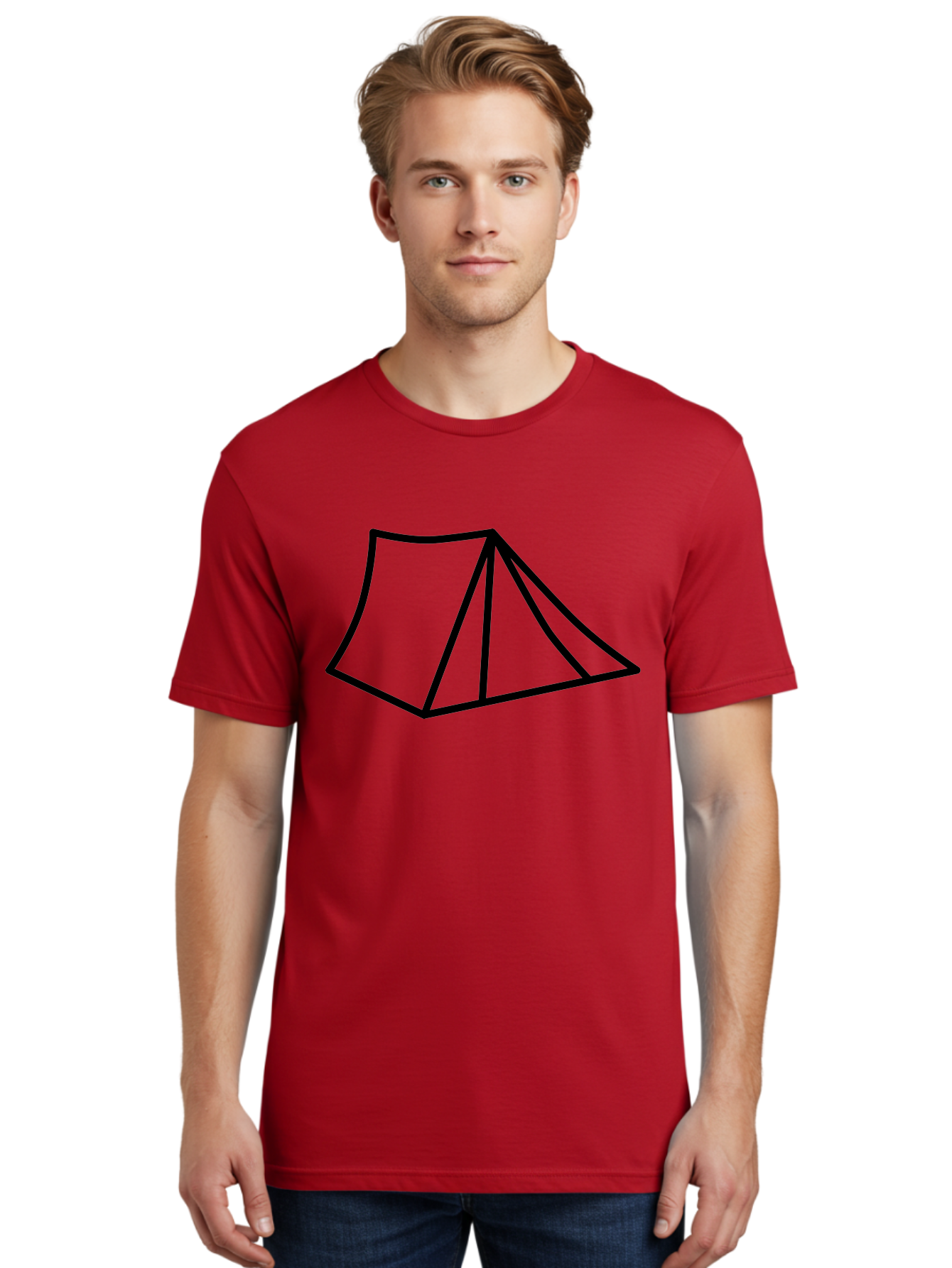 Tent-1 Men'S Graphic Tee, 100% Cotton, Comfortable Casual Summer Wear, Machine Washable, Camping Icon, Simple Tent, Minimalist Design, Black Outline, Outdoor Adventure, Tent Illustration, Camping Symbol, Wilderness Getaway -  Aaa211 8