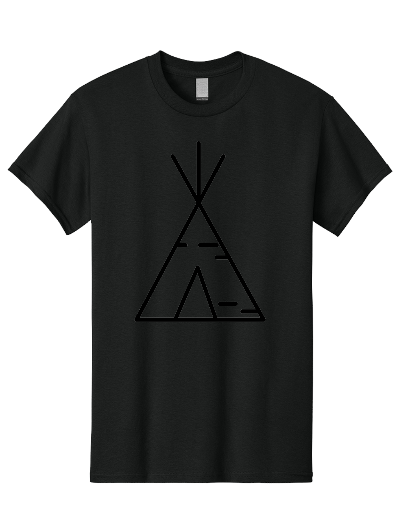 Tent-2 Men'S Graphic Tee, 100% Cotton, Comfortable Casual Summer Wear, Machine Washable, Teepee Icon, Camping Symbol, Minimalist Design, Tribal Inspiration, Simple Lines, Geometric Shape, Outdoor Adventure, Black Outline -  Aaa212