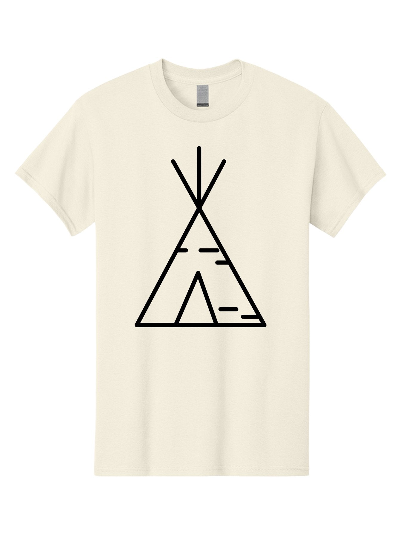 Tent-2 Men'S Graphic Tee, 100% Cotton, Comfortable Casual Summer Wear, Machine Washable, Teepee Icon, Camping Symbol, Minimalist Design, Tribal Inspiration, Simple Lines, Geometric Shape, Outdoor Adventure, Black Outline -  Aaa212 19