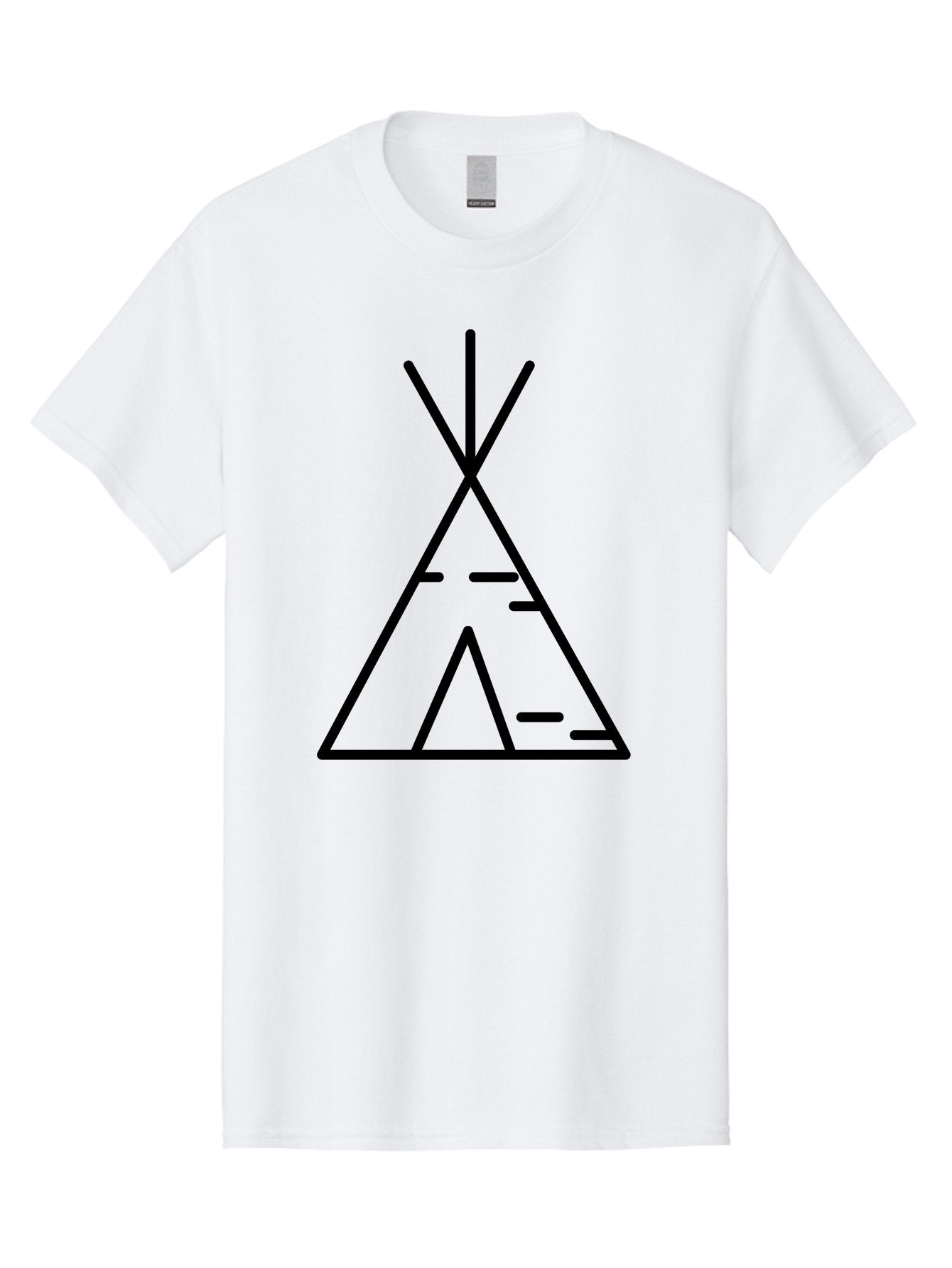 Tent-2 Men'S Graphic Tee, 100% Cotton, Comfortable Casual Summer Wear, Machine Washable, Teepee Icon, Camping Symbol, Minimalist Design, Tribal Inspiration, Simple Lines, Geometric Shape, Outdoor Adventure, Black Outline -  Aaa212 23