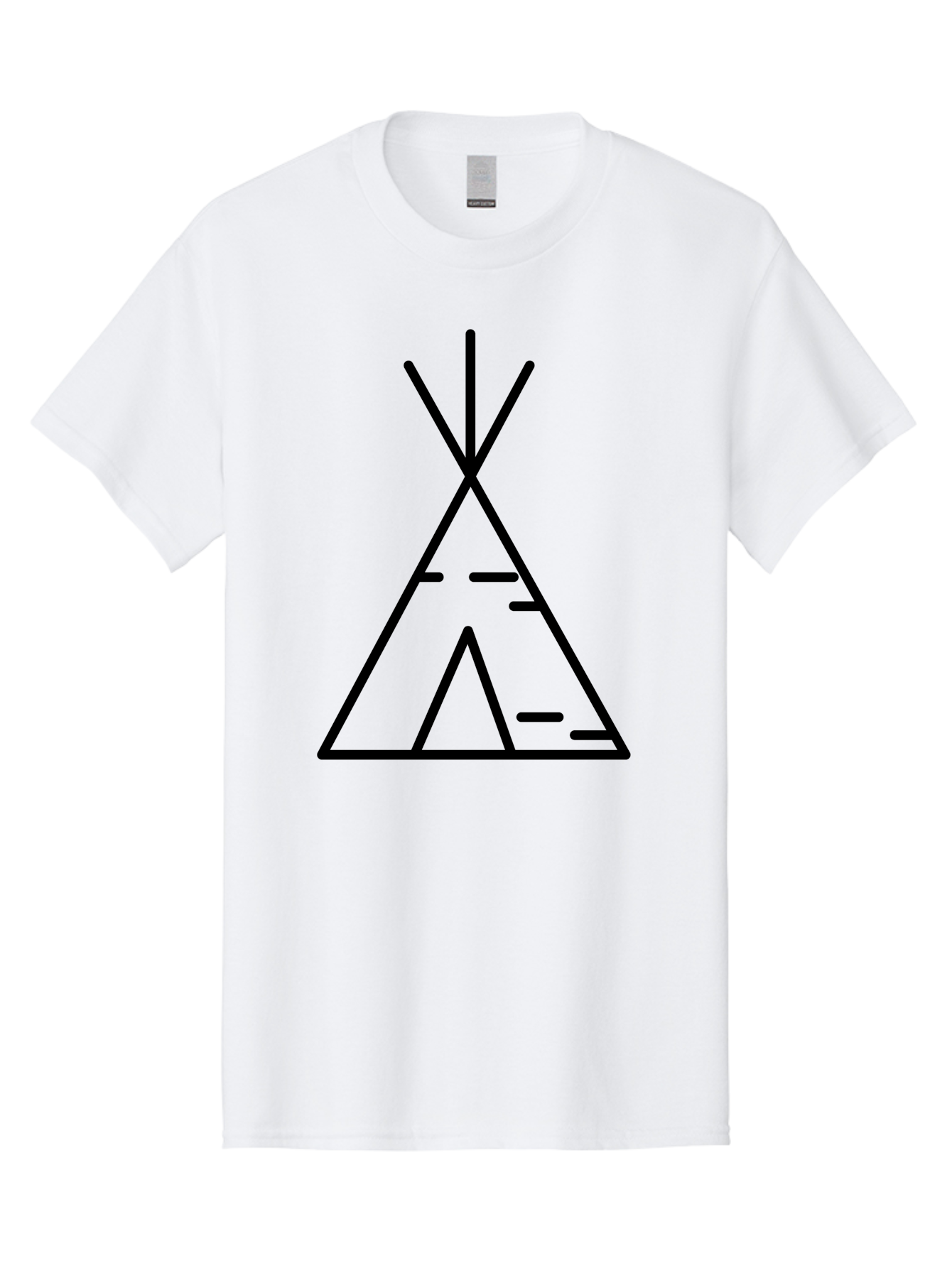 Tent-2 Men'S Graphic Tee, 100% Cotton, Comfortable Casual Summer Wear, Machine Washable, Teepee Icon, Camping Symbol, Minimalist Design, Tribal Inspiration, Simple Lines, Geometric Shape, Outdoor Adventure, Black Outline -  Aaa212 3